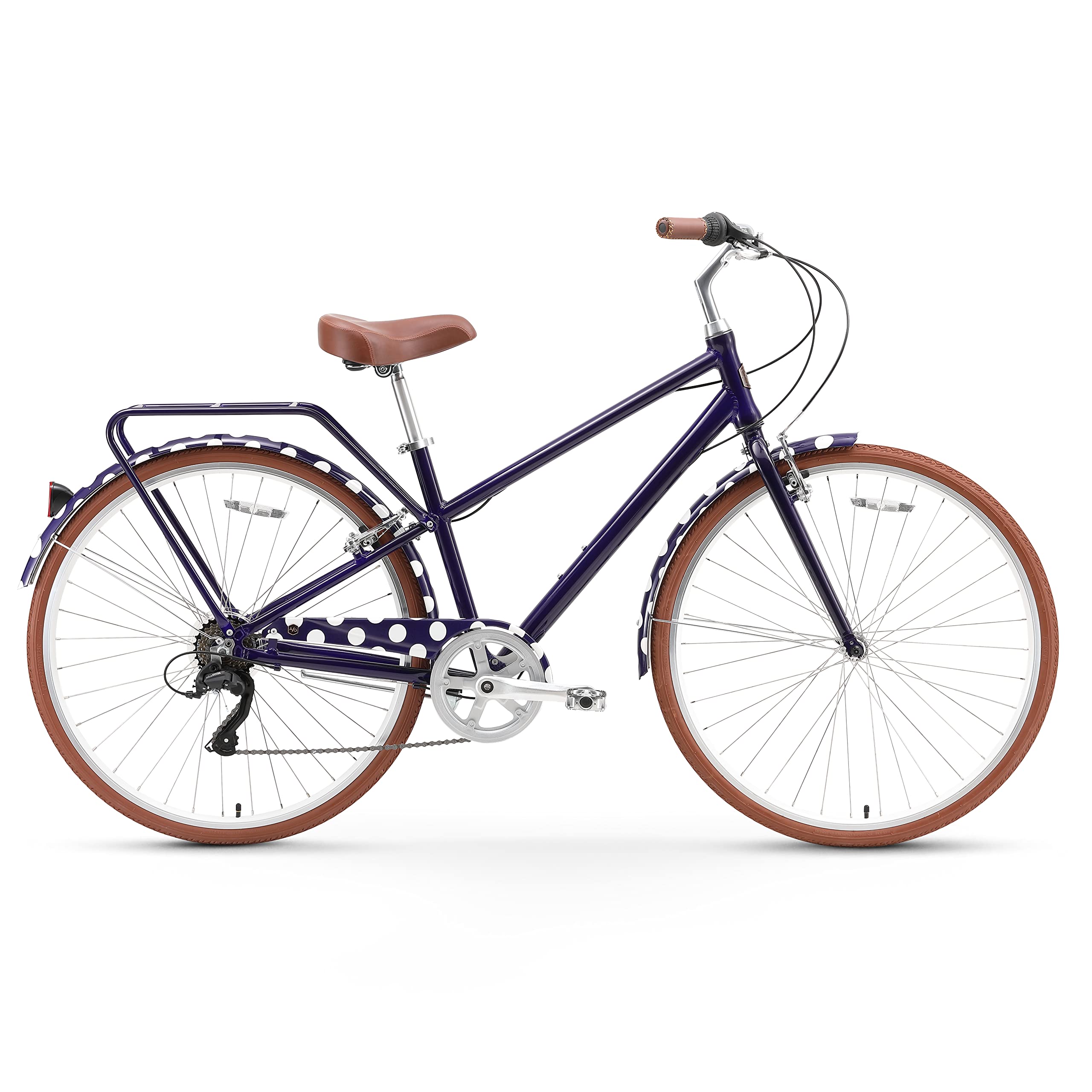sixthreezero A/O Reach Your Destination Women's Limited 7-Speed Hybrid Commuter, Navy & White Spots