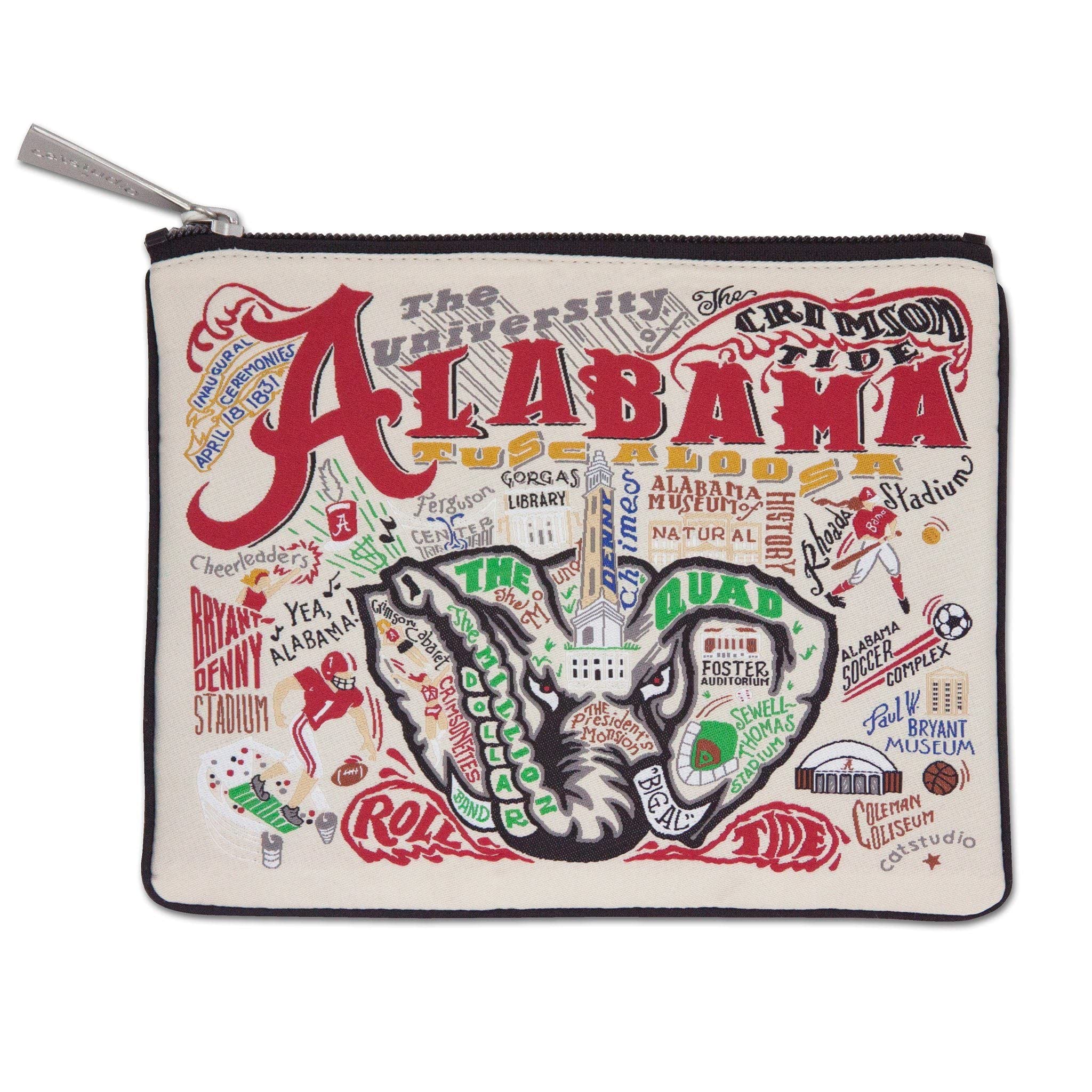 Catstudio Collegiate Zipper Pouch, University of Alabama Travel Toiletry Bag, Ideal Gift for Alumni, Makeup Bag, or Travel Purse