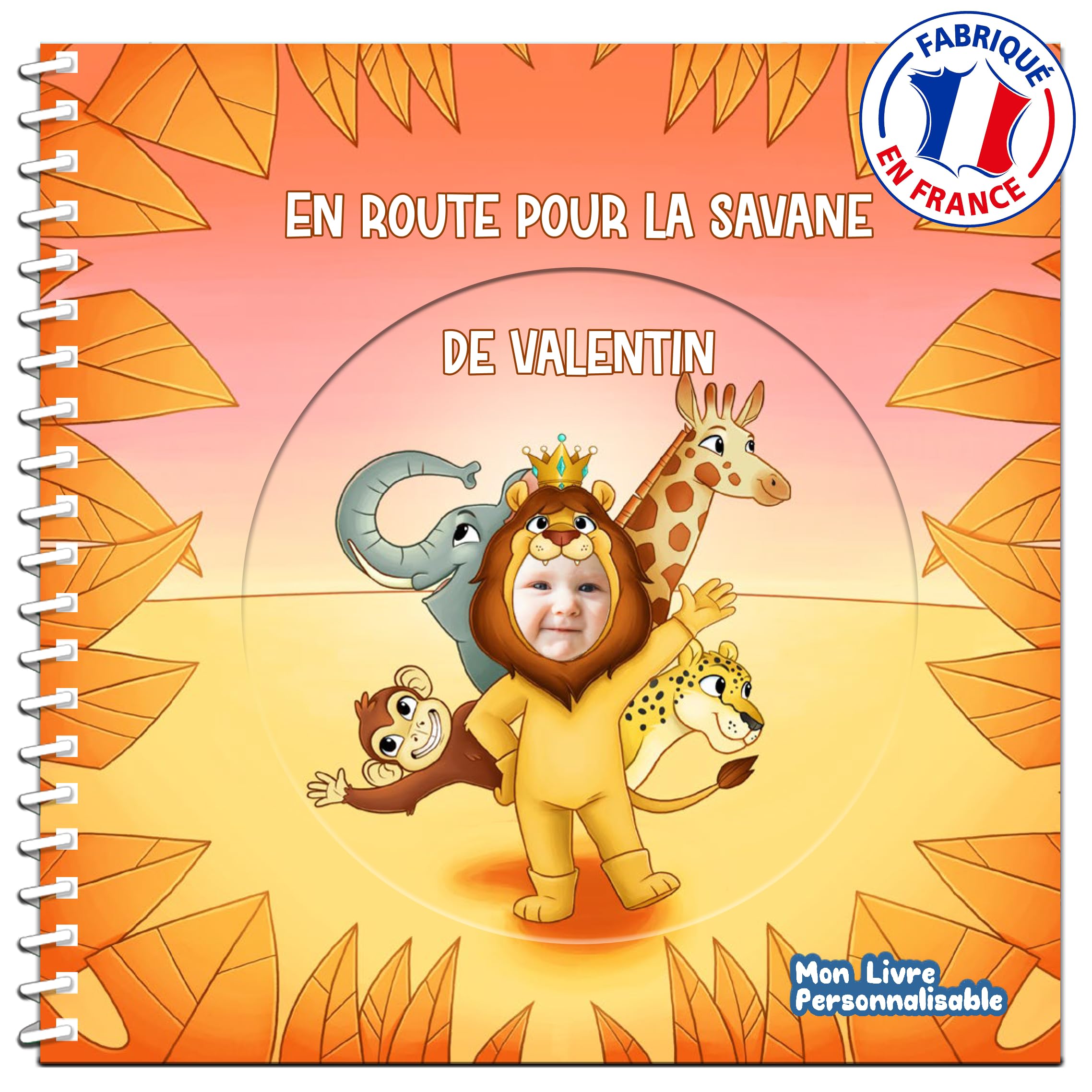 Livre personnalisé pour Enfant avec prénom et Photo | en Route pour la Savane | Cadeau Original