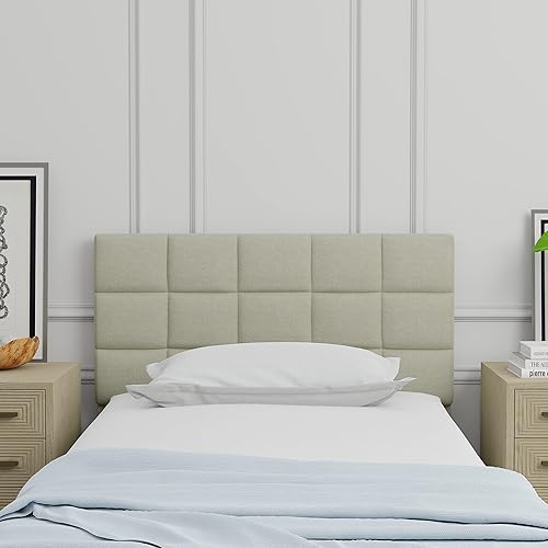 Miniatura 3 de Glenwillow Home Varia - Cabecero tapizado doble de 20 pulgadas de alto, color beige