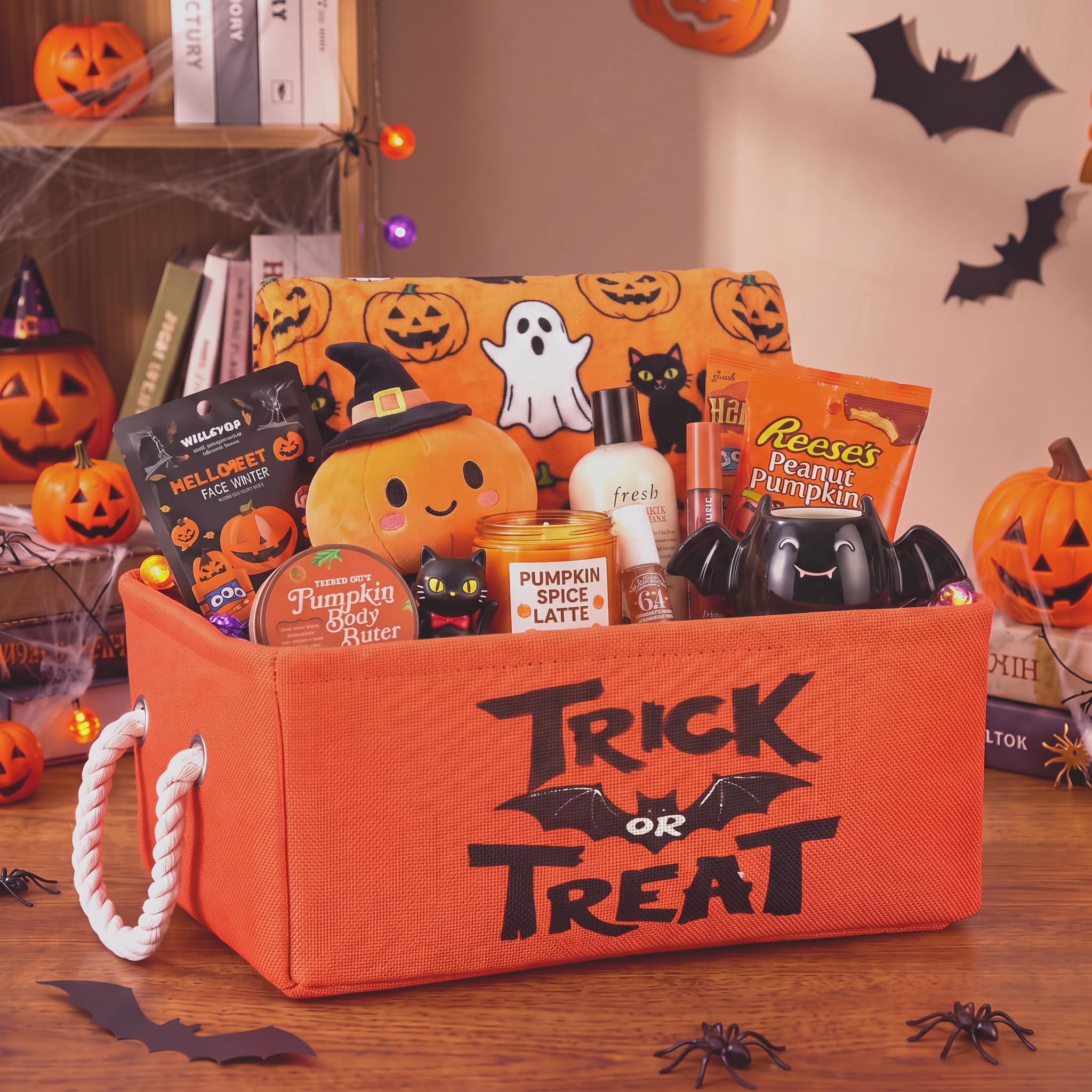 Large Halloween Boo Basket - Candy & Decor Storage -7