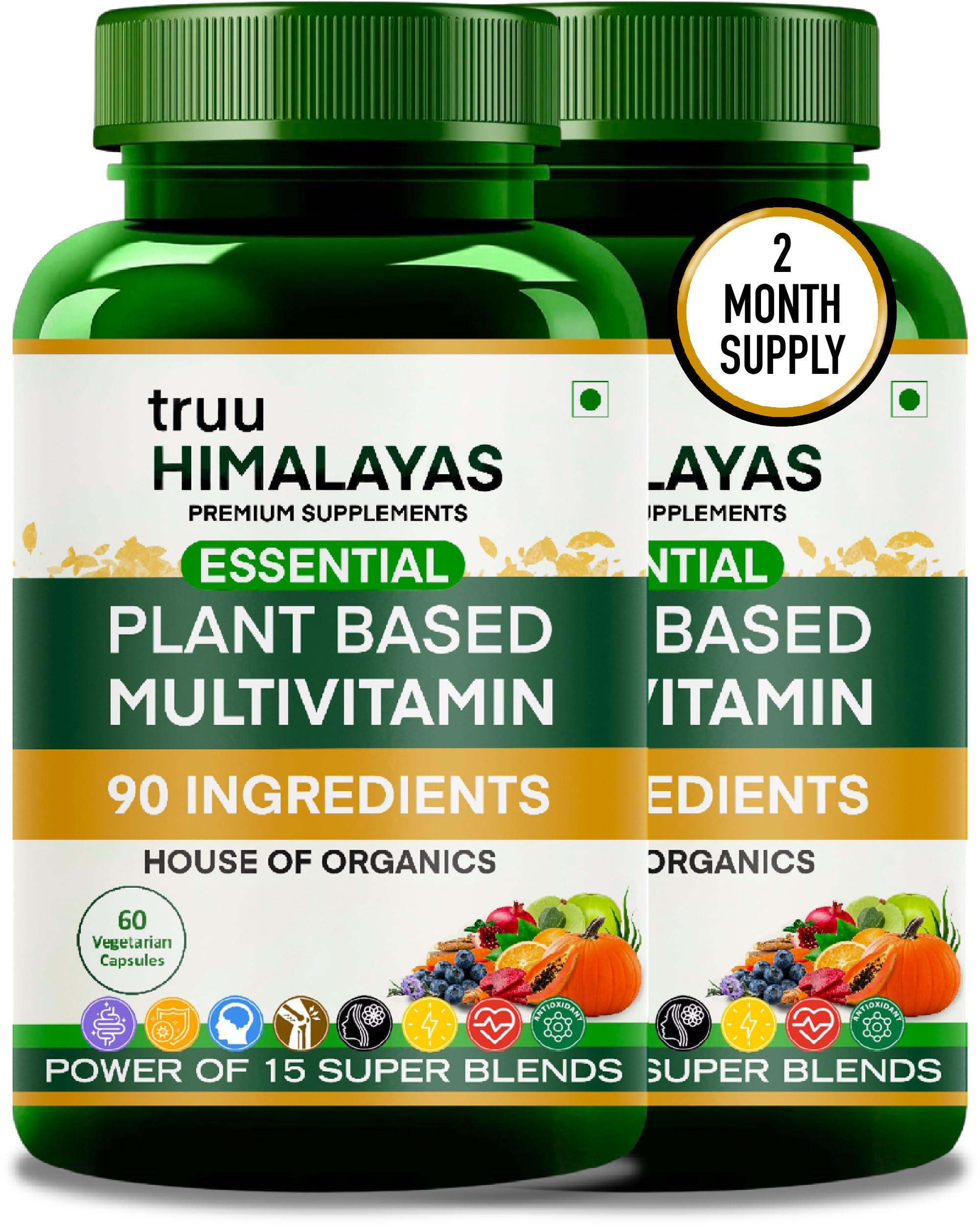 truu Himalayas Plant Based Multivitamin for Men & Women - Organic Natural Vitamins - Daily Vital Nutrition - Nature Made, Ayurvedic & Whole foods Supplement -Energy, Hair & Bone Health-120 Veg Capsules (B0DF33HP3J) Amazon Price History, Amazon Price Tracker