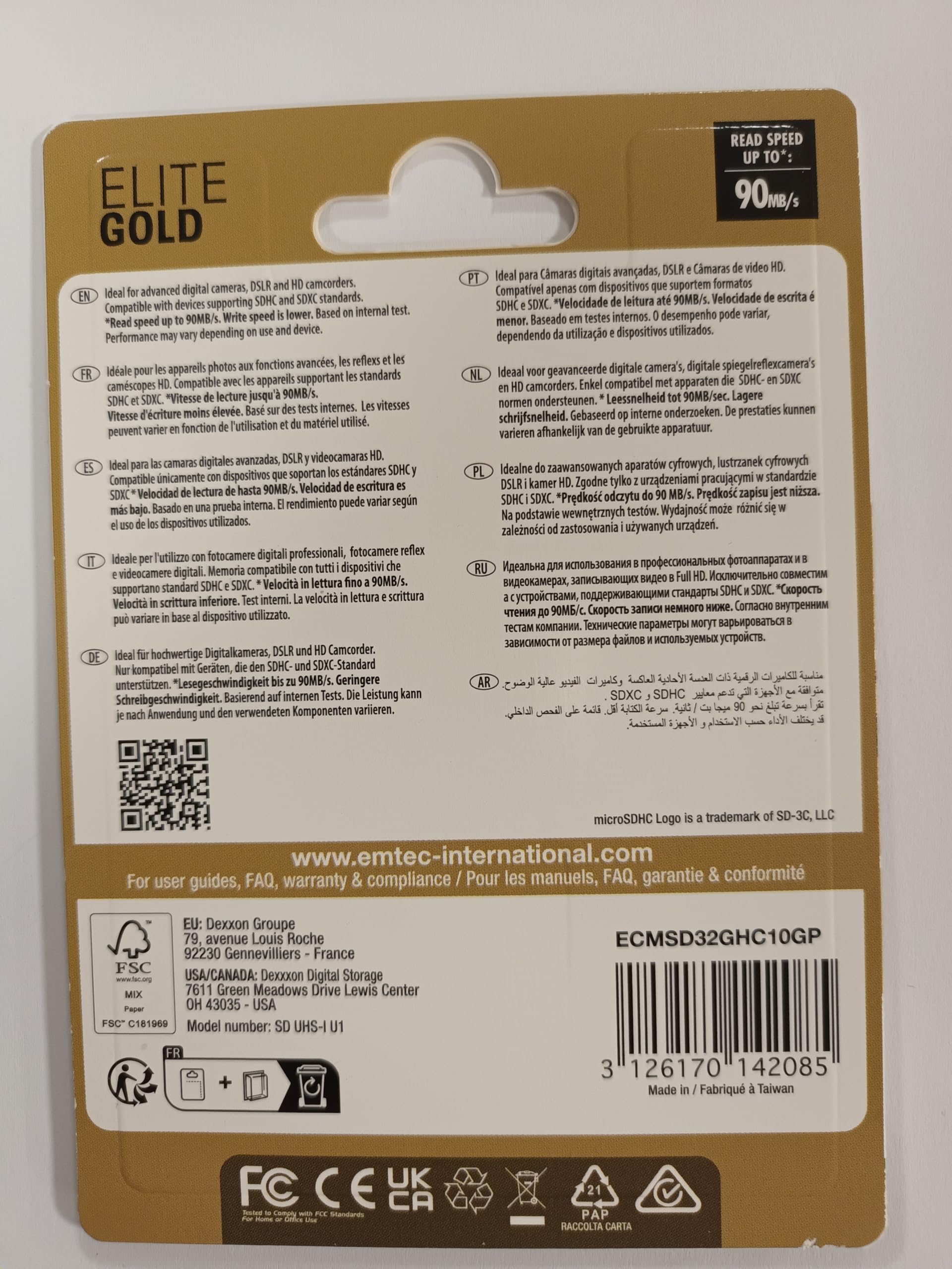 Emtec SDHC 16GB Class10 Gold - Speicherkarte Bis 85 MB/s Lesegeschwindigkeit