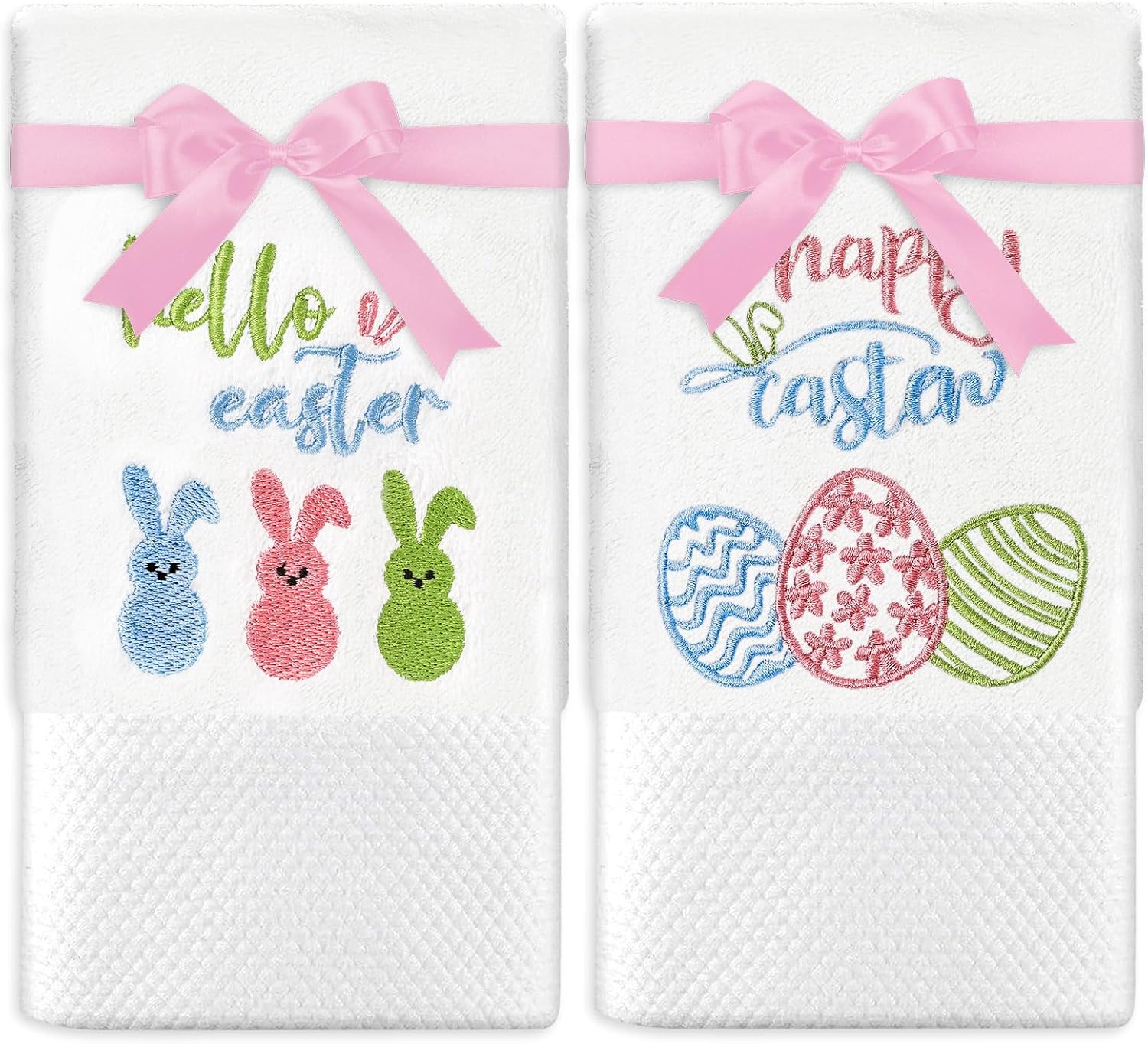 Amazon.com: Whaline 2Pcs Easter Hand Towels Cotton Embroidered Colorful ...