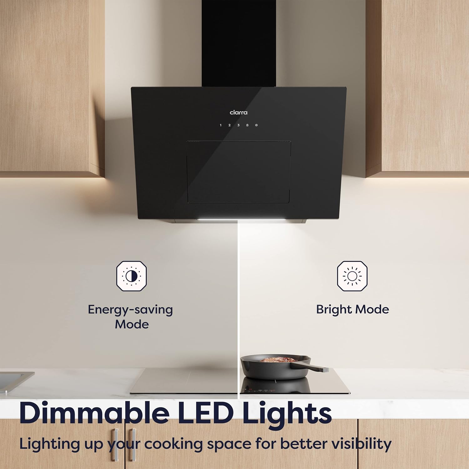 Hotte aspirante CIARRA avec éclairage LED à intensité variable