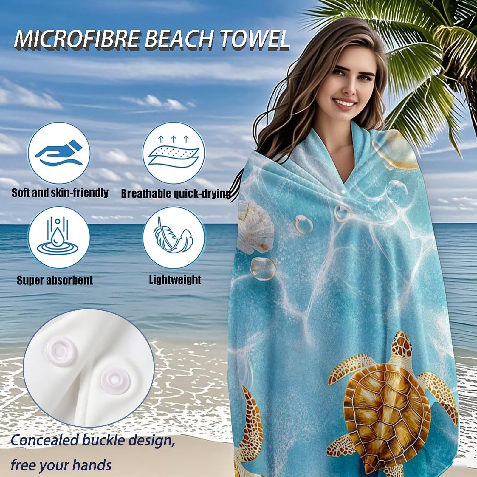 Telo Mare Microfibra, Telo Mare Grande 200 x 100 cm Set da 2, Antisabbia Asciugatura Rapida Assorbente Salvietta da Spiaggia Asciugamano per Palestra Piscina Viaggi Sport Picnic, Regali Donna Q-723