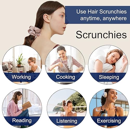 Vista 16 de Scrunchies - Bandas elásticas para el cabello, bandas elásticas para el cabello, paquete de accesorios neutros para el cabello, para mujeres y niñas