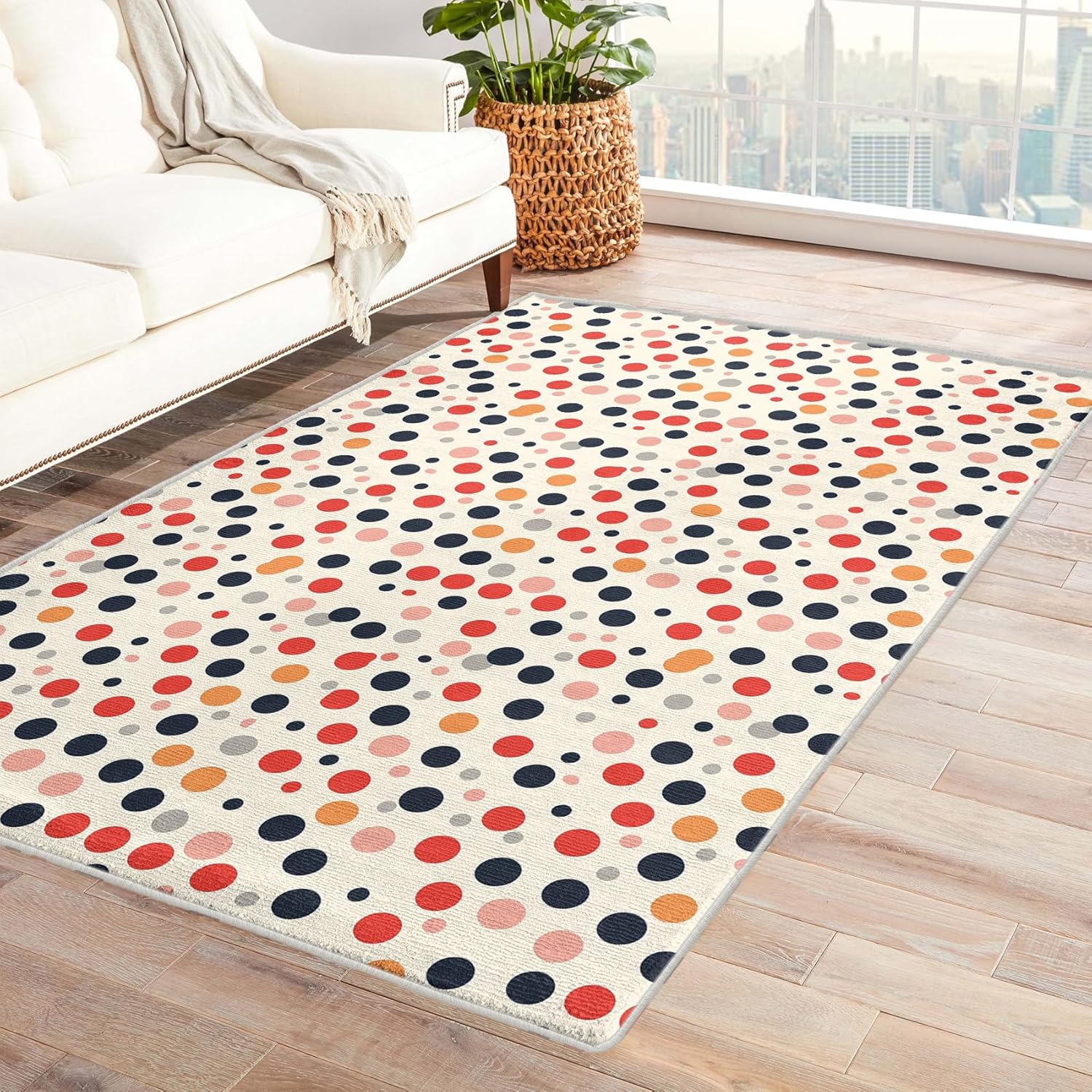 Generic Blue and White Rugs for Living Room - 2x3 Rug - Blue and White Patchwork Rug - Ethnic Plaid Area Rug - Gingham Rugs - Grid Carpet