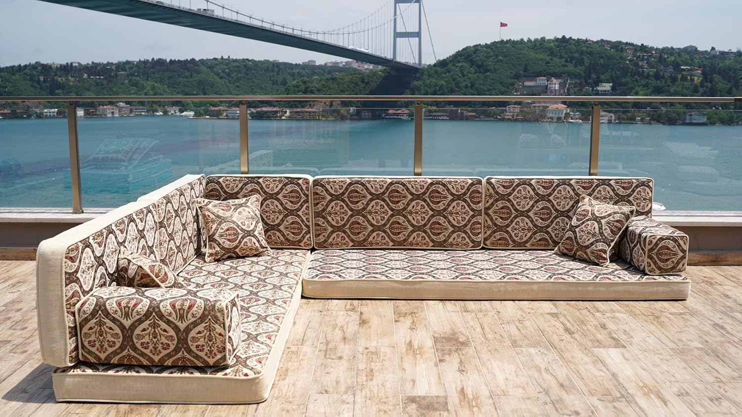 arabicsofa Handmade Gray Modular Arabic Floor Sofa Set – Low Seating Majlis Sectional with Backrest Pillows for Living Room