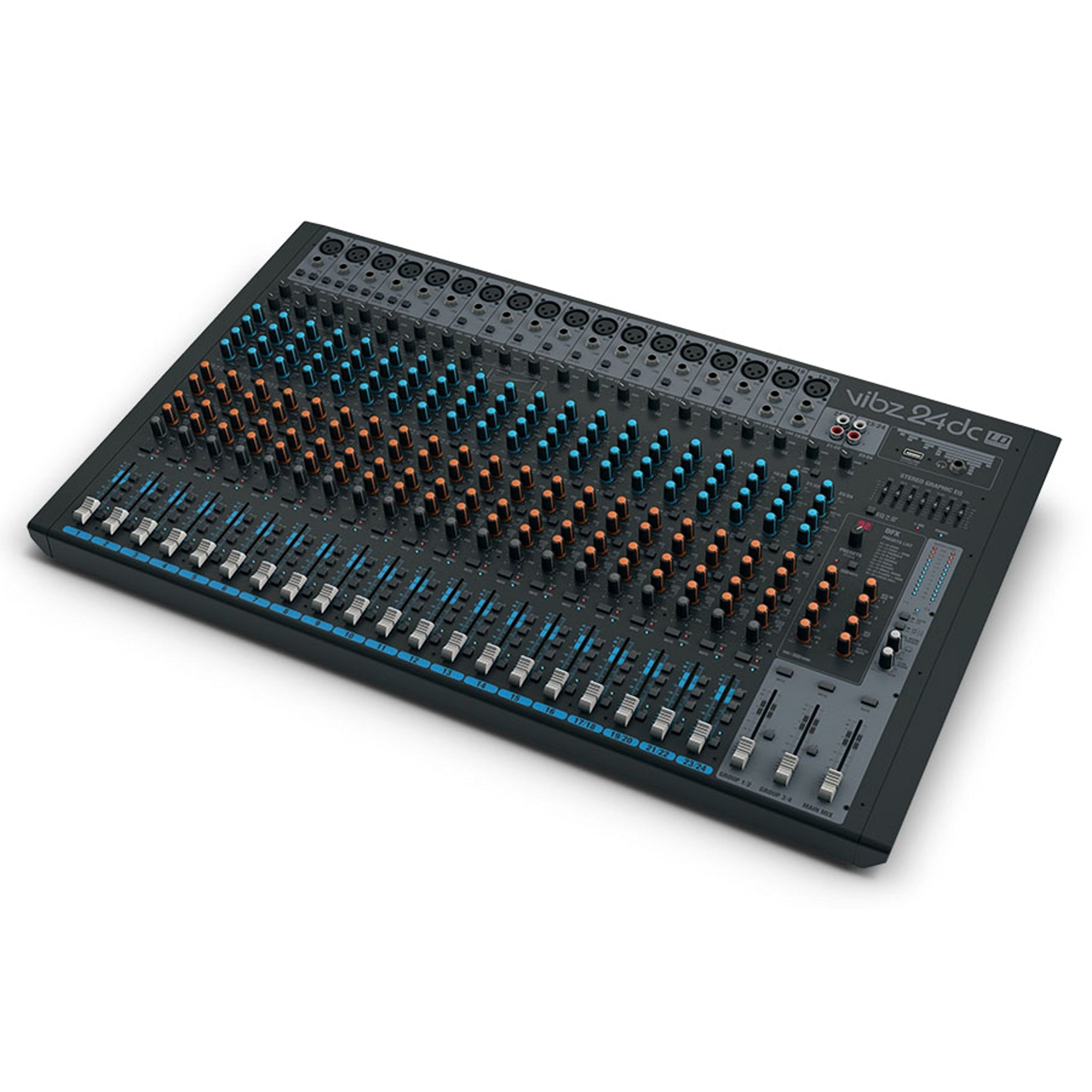 LD Systems VIBZ 24 DC - 24-Kanal Mischpult mit DFX und Kompressor, schwarz