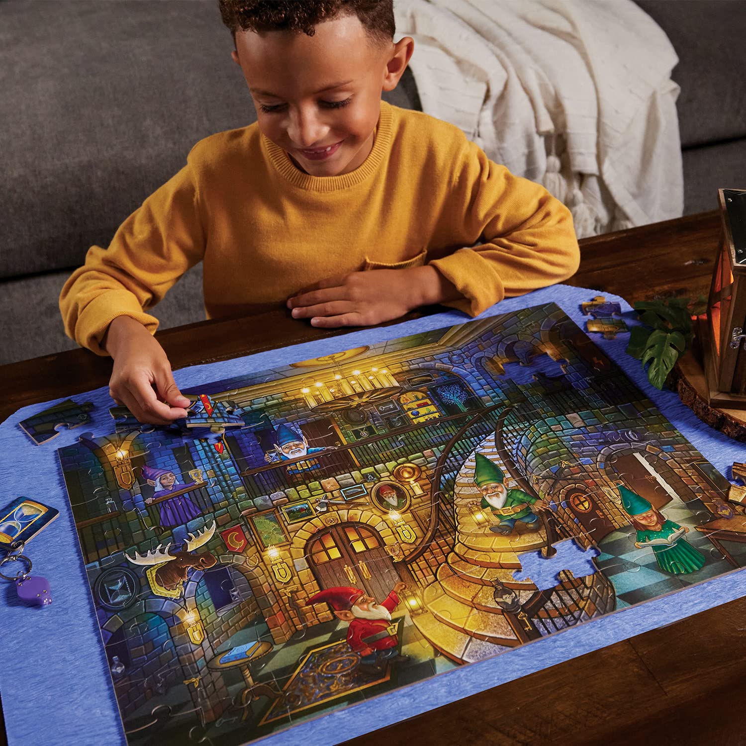Peaceable Kingdom Gnomes at Night Puzzle - 100-Pc. Seek & Find Glow Puzzle for Kids Ages 6 & Up - Included Blacklight Reveals Hidden Items - Great for Home or Classrooms - Image 2