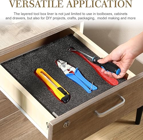 Miniatura 6 de 3 piezas de cajas de herramientas, organizadores de espuma, forro de caja de herramientas, herramienta de sombra ajustable, cajón, insertos de