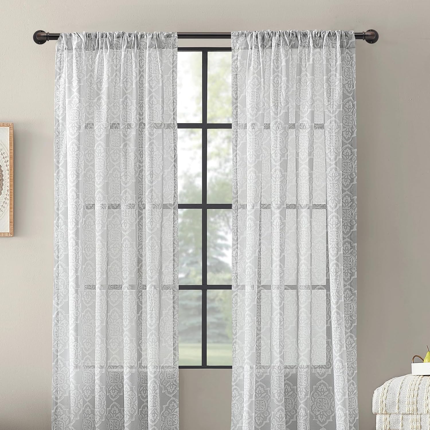 Industrial Pipe Curtain Rod 18 to 88 Inch,1 Inch Diameter Adjustable Wrap Around Curtain Rod,Metal Window Treatment Rods,Ideal as Your Kitchen,Bedroom,Outdoor Patio Etc