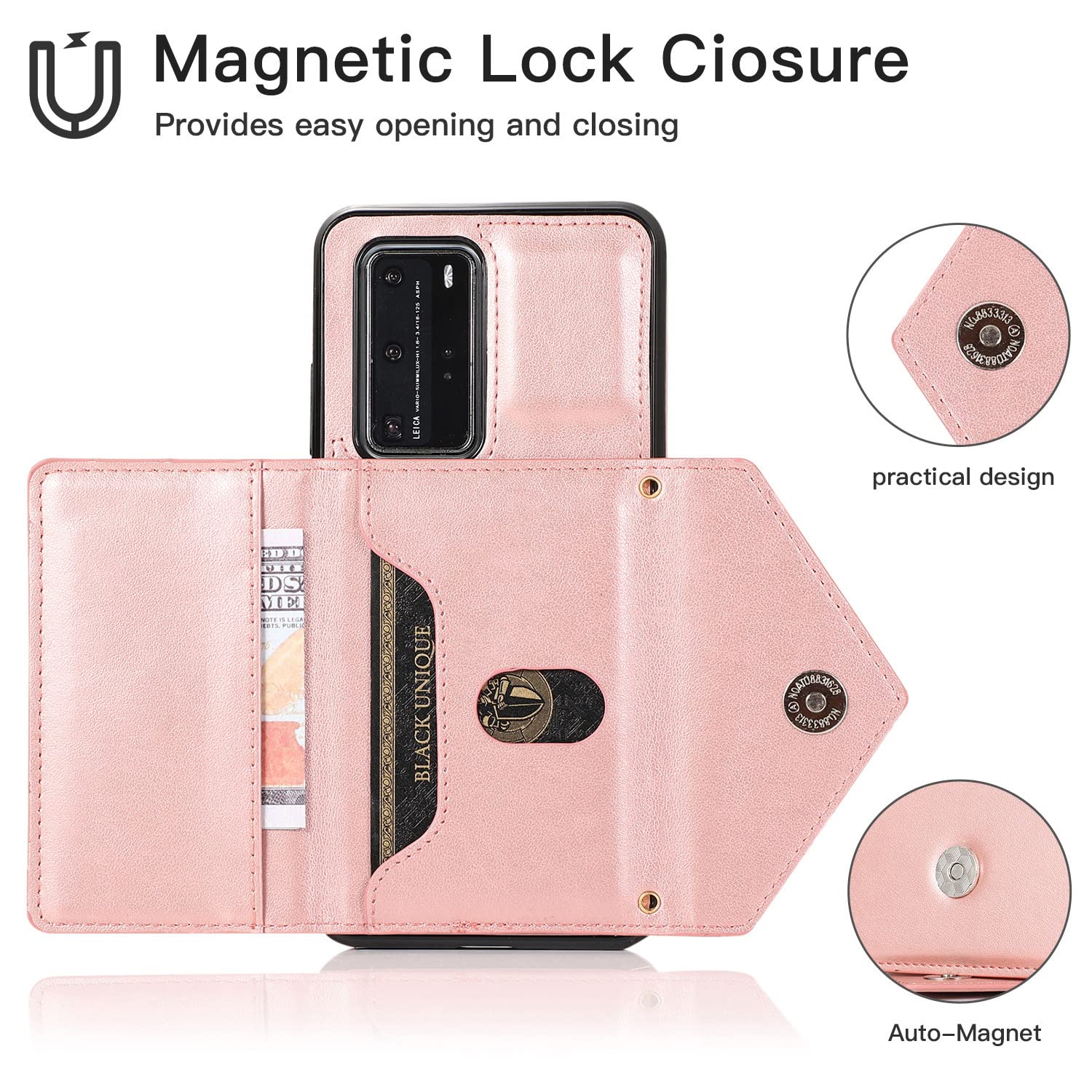 Custodia per Huawei P30 Pro, rosa – scomparto per carte di