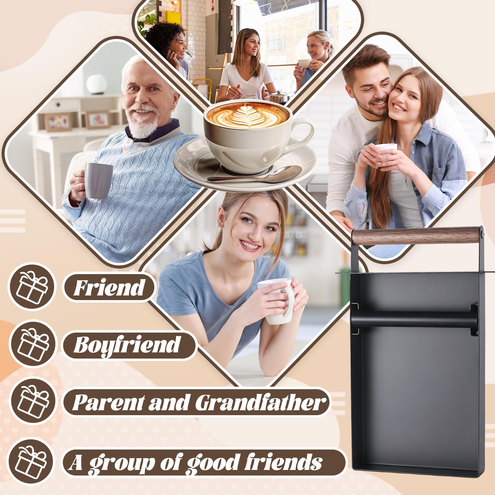 Cajón Para Posos De Café, 32,7 x 20 x 4,5 cm Caja Knocker De Acero Inoxidable Para Portafiltros Con Barra Antigoteo Extraíble Y Asa De Madera De Estilo Para Cafeterías Restaurantes Y Uso Doméstico