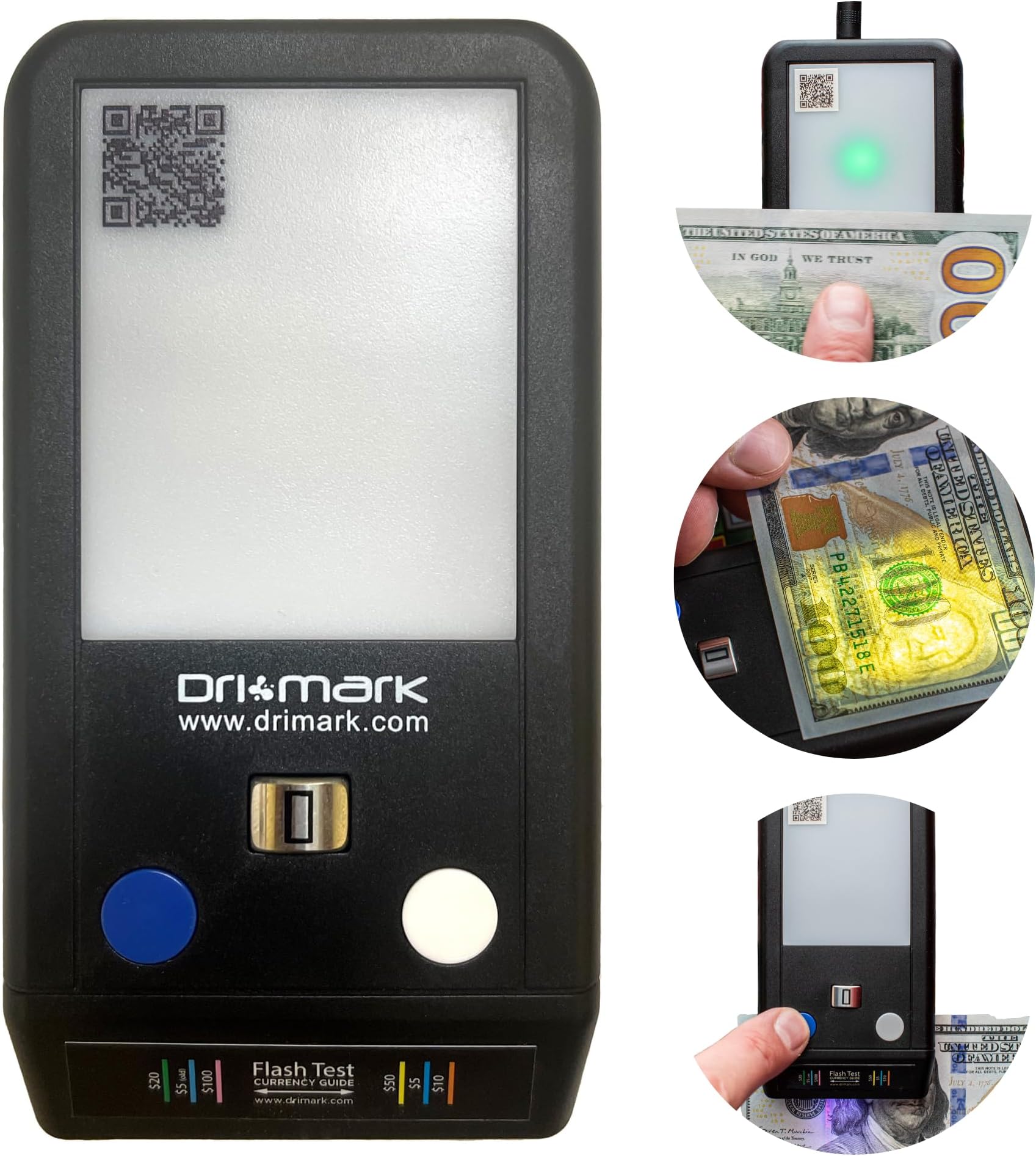 Dri Mark Flash Test Counterfeit Bill Detector, Smallest, Easiest Money Checker, Fake Currency Detection Machine, Ink, UV, and Watermark Flashtest