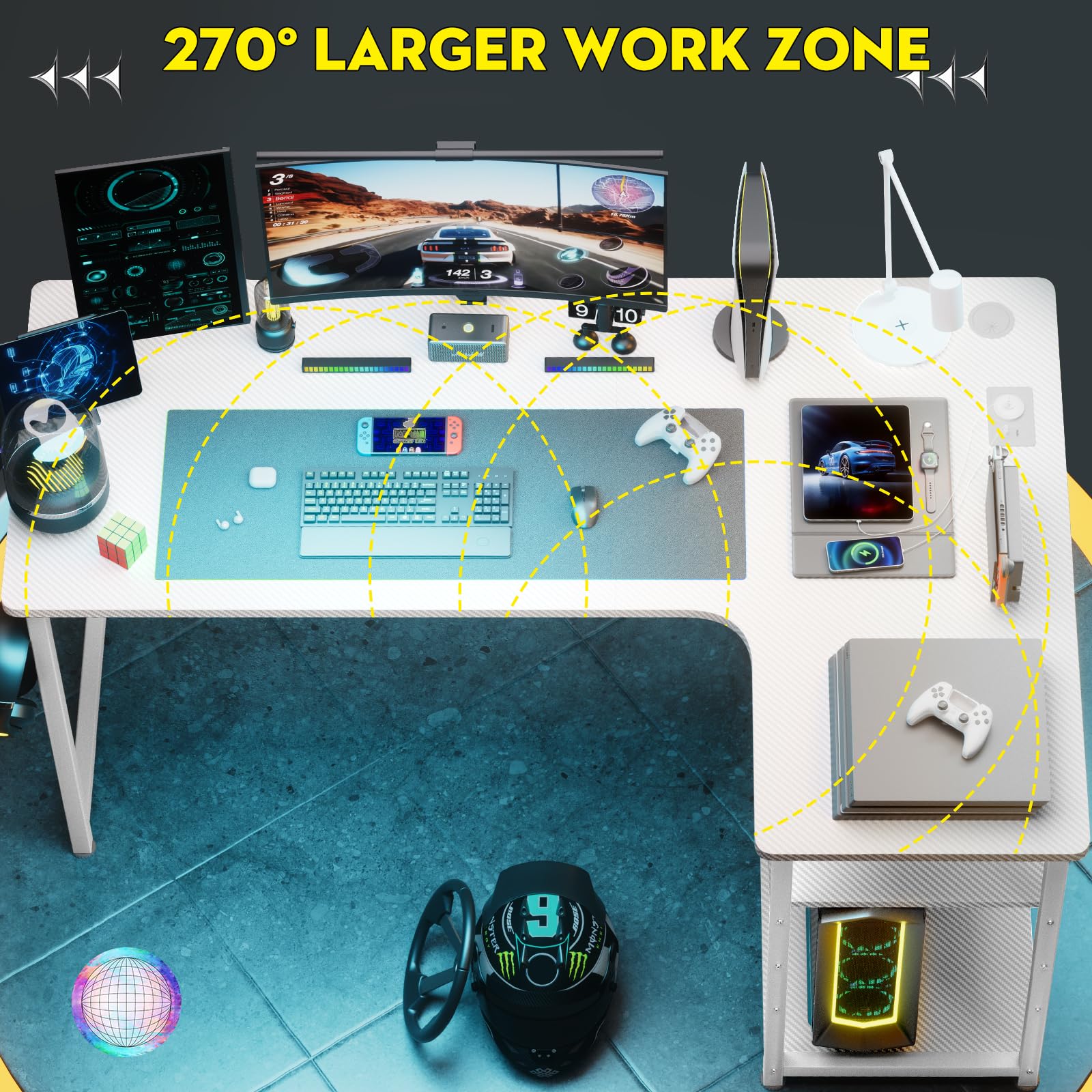 Comhoma Bureau Gamingbureau Kantoorbureau Computertafel 120 Cm L-vorm