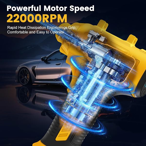Cordless Tyre Inflator Air Compressor, 25L/min Hand Held Digital Tyre Pump with Pressure Gauge, Rechargeable Battery, Portable Car Accessories with LED Light Electric Pump for Car/Bike/Motorcycle/Ball - 3