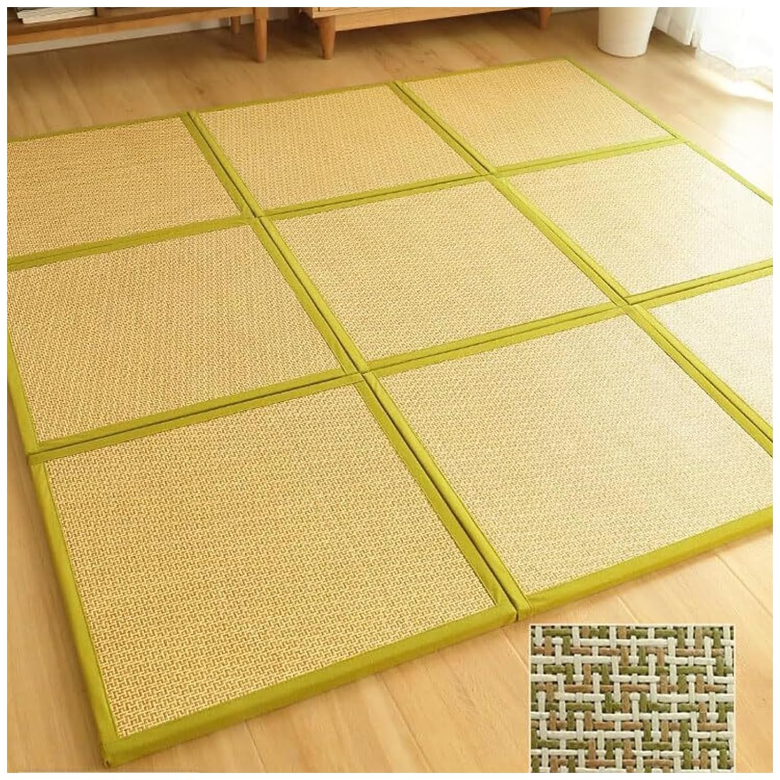 Tatami Tapis Tapis Pliable en Rotin Antidérapant Tapis de Sol Confortable Tapis de Sol pour Salon Chambre Salle de Jeux Lot de 2 ou 3 Pièces