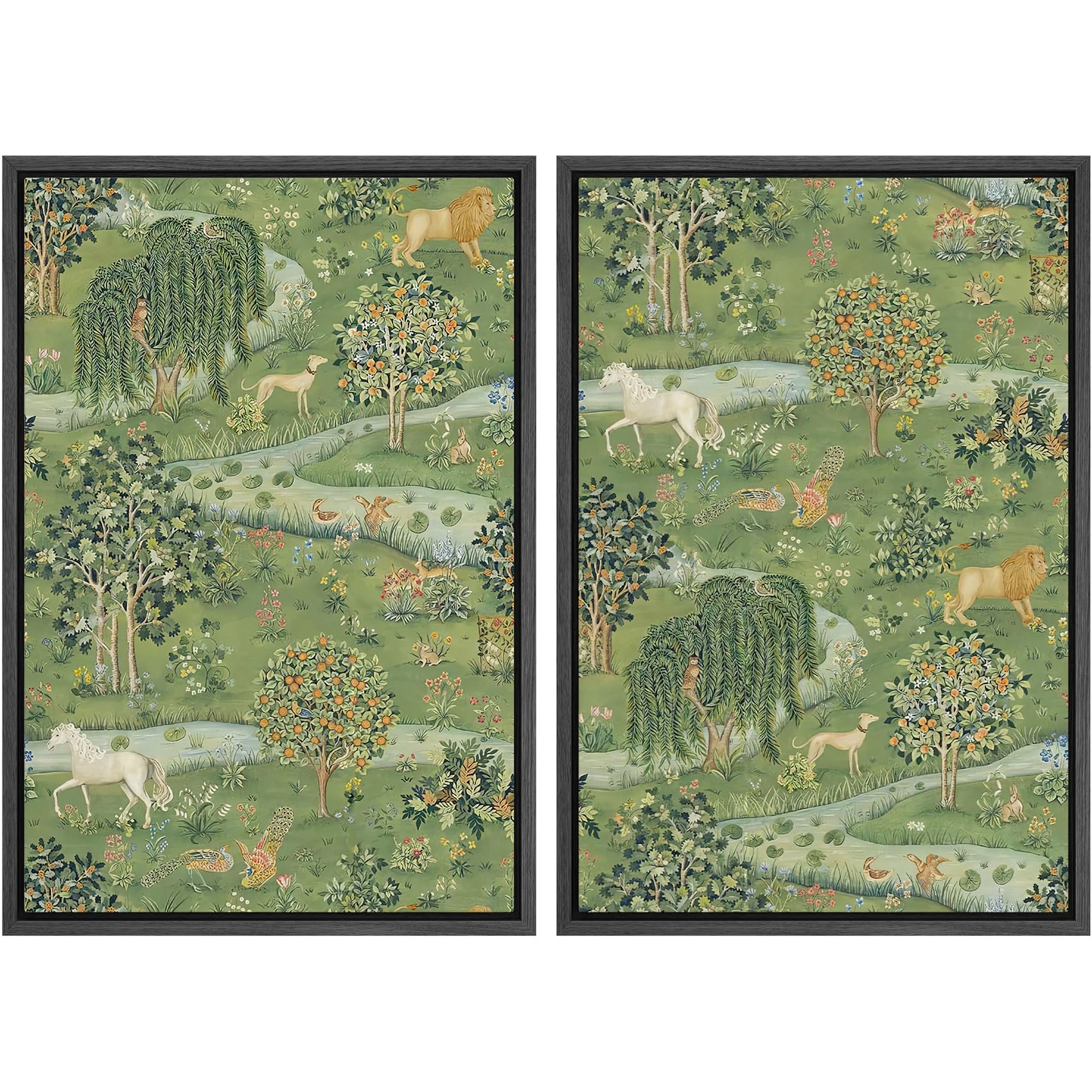 MUDECOR Framed Canvas Print Wall Art Set Watercolor Pastel Green Tan Landscape Abstract Shapes Illustrations Modern Art Decorative Contemporary for Living Room, Bedroom, Office - 16"x24"x2 Natural — view 154