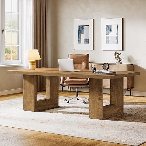 Miniatura 8 de Tribesigns Escritorio de oficina en casa, escritorio ejecutivo de granja grande de 62.99 pulgadas, mesa de computadora para oficina, sala de