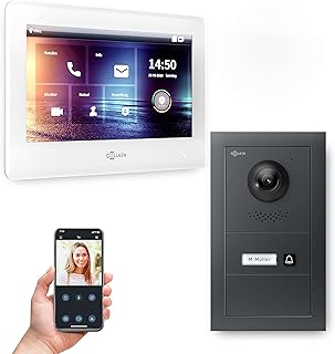 Goliath Hybrid | 2-Draht | Full-HD Video Türsprechanlage | App | 1-Fam | 1 x Full-Touchscreen 7" | Aluminium Unterputz Türstation | + Blanko Modul | 180° Ultra-Weitwinkel | AV-BUS-656