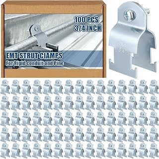 Landhoow 100 Pcs Emt Pipe Universal Strut Clamps Strut Channel Accessory Electro Galvanized Conduit Clamp with Bolt and Nut, Rigid Pipe Tool (3/4 Inch)