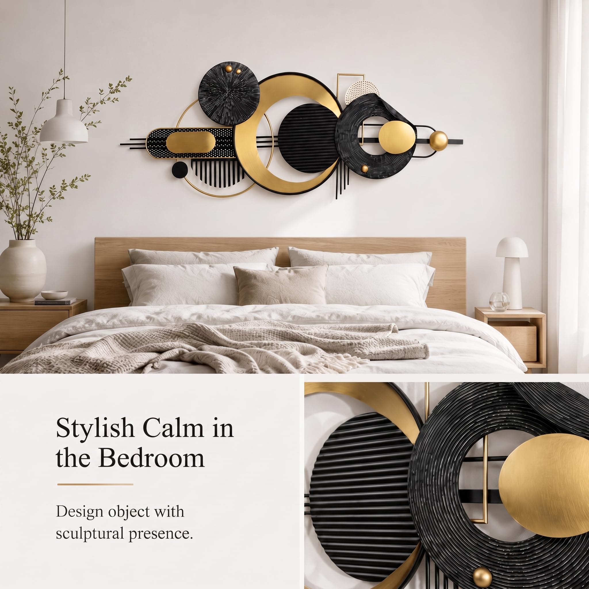 Adorno de Pared Metálico,Decoración Geométrica Abstracta 3D para | Decoración mural geométrica con,incluye kit de tornillos,apto para salón,dormitorio, cocina y oficina - 152CM