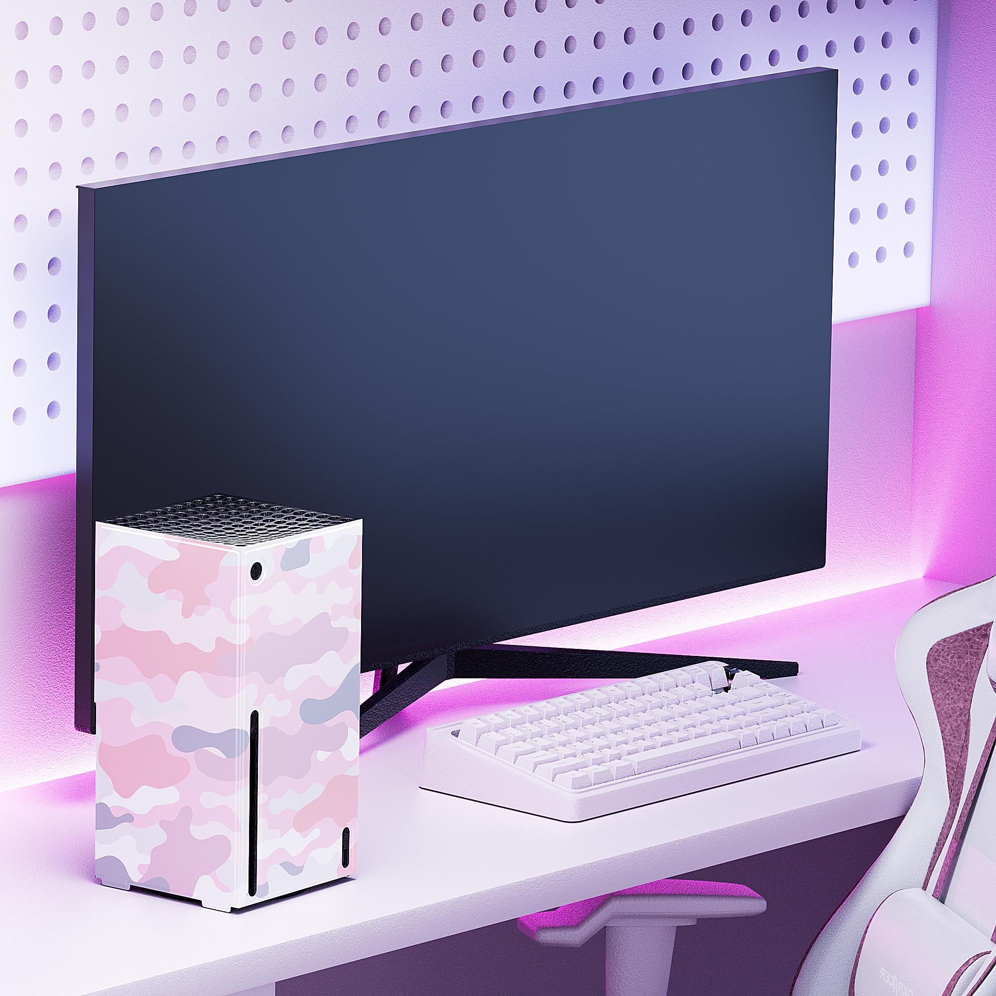 Mytrix Wraps for Xbox Series X Console Pink Camo, Custom X-Box Series X Cover Skin, Magnetic Protective Case for Easy Installation ,Full Protection
