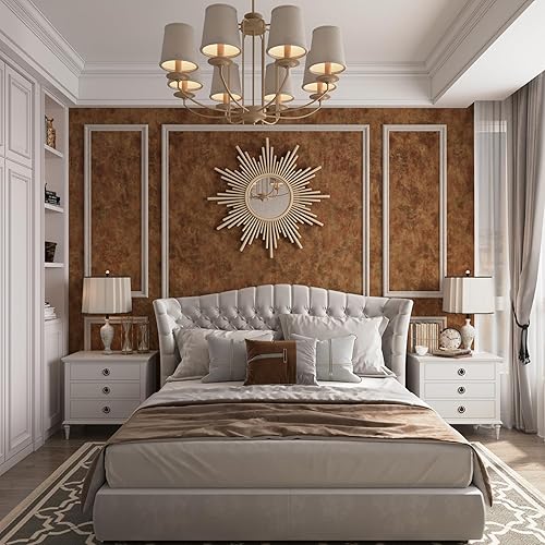 Miniatura 3 de Papel tapiz extra ancho para despegar y pegar, vinilo de hormigón, 48 x 354 pulgadas, color dorado, cobre, marrónnaranja, papel tapiz moderno de