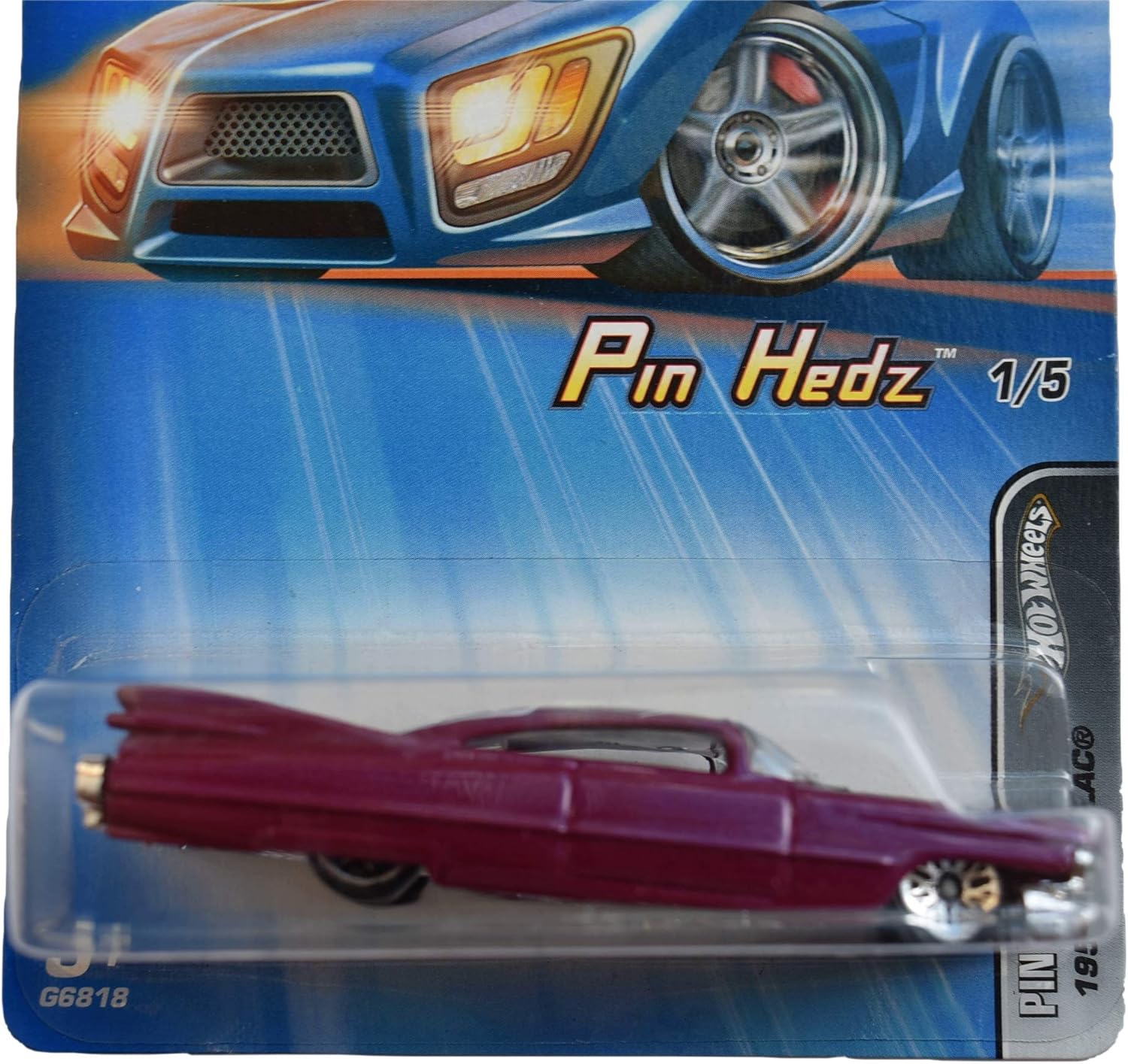Hot Wheels Pin Hedz 1/5 1959 Cadillac #91, Magenta