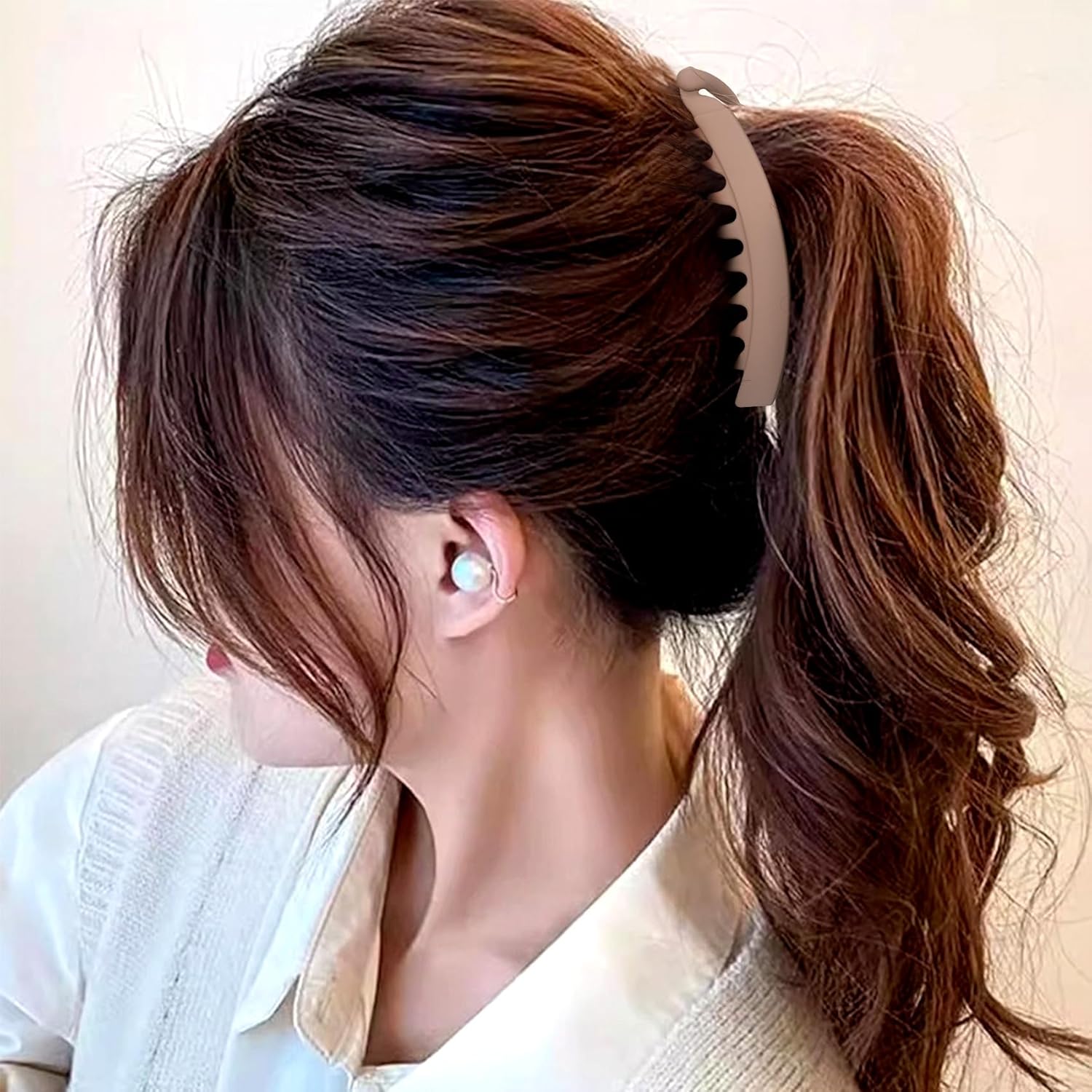 3pcs Banana Hair Clips, Non-Slip Large Hairstyle Claws for Women, Vintage 90 Style Classic Double Combs Hairpin Accessories for Curly Straight Short Hair- Black & Light Coffee & Coffee - Image 4