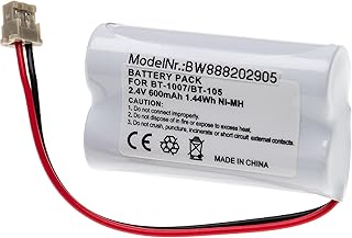 vhbw Battery Replacement for Panasonic HHR-15F2G1, HHR-P506, HHR-P506A, PQHHR150AA21 for Wireless Landline Phone (600mAh, 2.4V, NiMH)