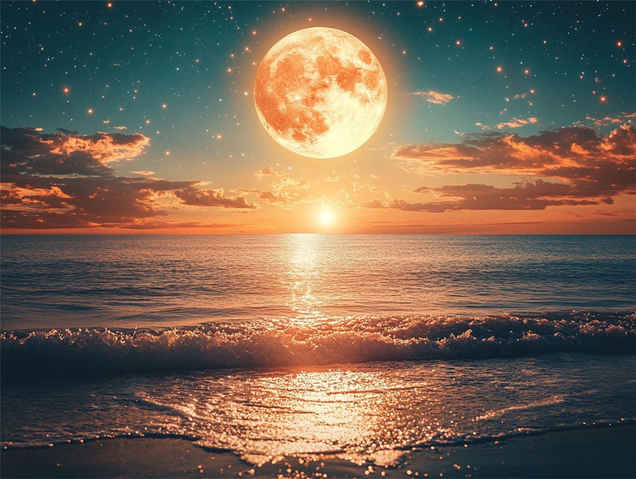 Pintar por Numeros Luna Pinturas Acrilicas playa Pintura por Numeros Adultos DIY Lienzos para Pintar, Pintura Acrilica Manualidades, Decoración para Hogar, Regalos Cumpleaños, 70x90cm Sin Marco, q-968