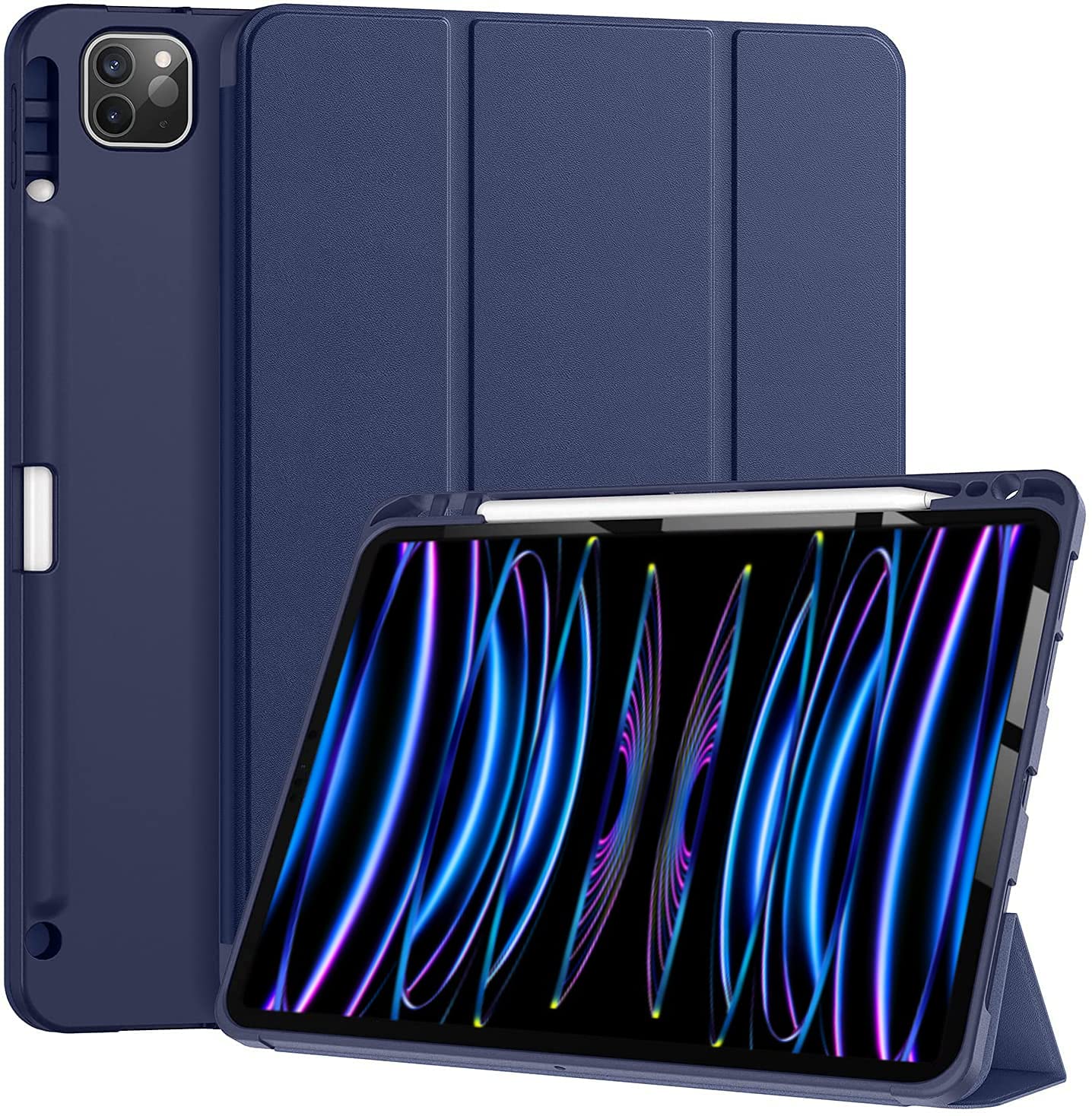 ProElite Smart Case for iPad Pro 12.9 inch 2022/2021 6th/5th Generation [Auto Sleep/Wake Cover] [Pencil Holder] [Soft Flexible Case] Recoil Series - Dark Blue (B09712RJ29) Amazon Price History, Amazon Price Tracker