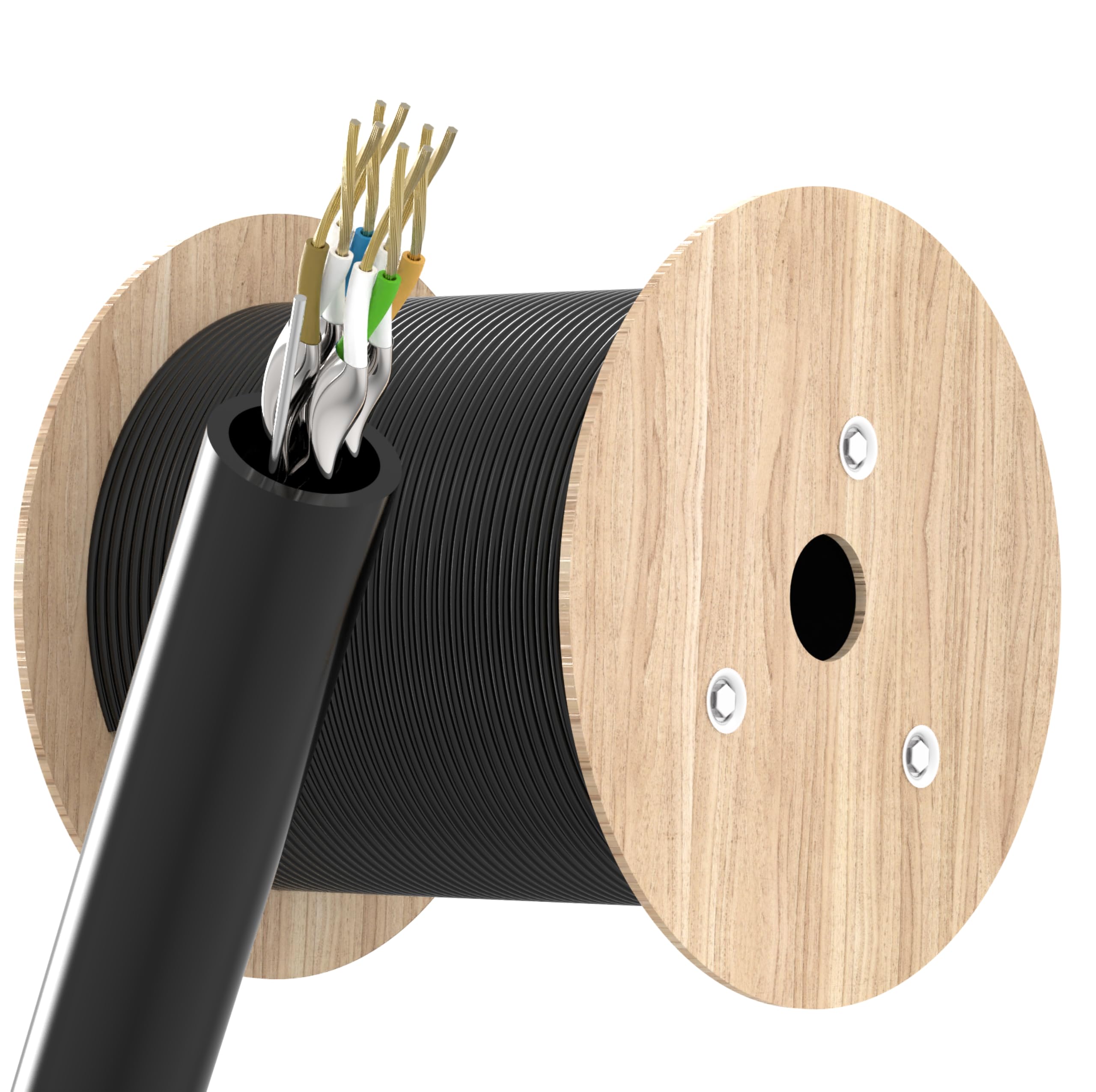 Elfcam® - 305m Câble de Réseau Ethernet Bobine | 100% Cuivre U/FTP | CAT6A, 26AWG RJ45 | LAN 10Gbps | Blindé | PC, Switch, Routeur, Modem, Commutateur (305 Mètres,Noir)