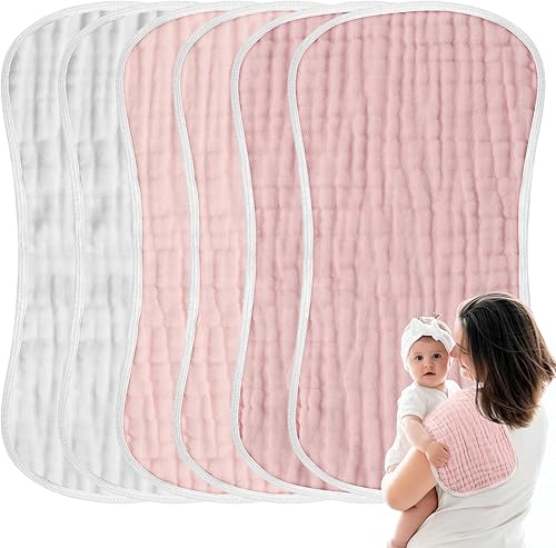 Miniatura 8 de MUKIN Juego de 6 paños de muselina para bebé, ultra suaves y absorbentes, de algodón grueso, para bebés recién nacidos, 20 x 10 pulgadas, trapos