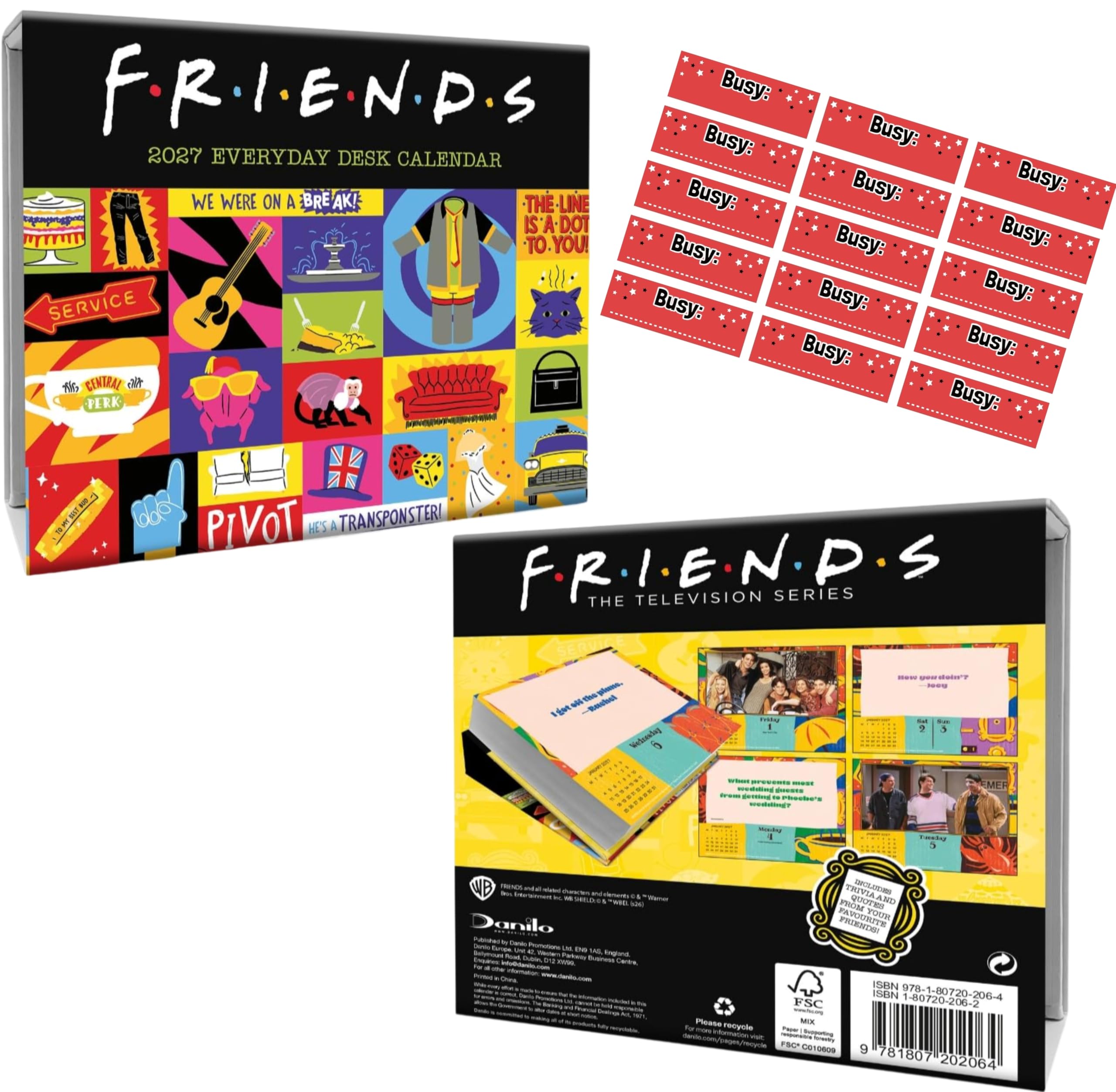 Friends Calendar 2027 Desk Block Daily Tear Off Calendar with FREE Organising Stickers Included