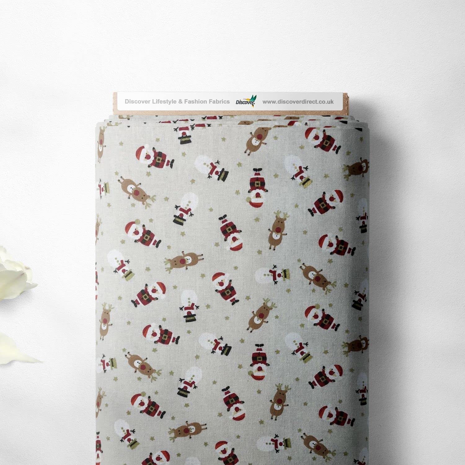 100% Cotton Christmas Xmas Crafty Prints for Children Kids Crafts Quilting Fabric Material | 55" - 140 cm Wide (per Fat Quarter, Xmas Characters Cream)