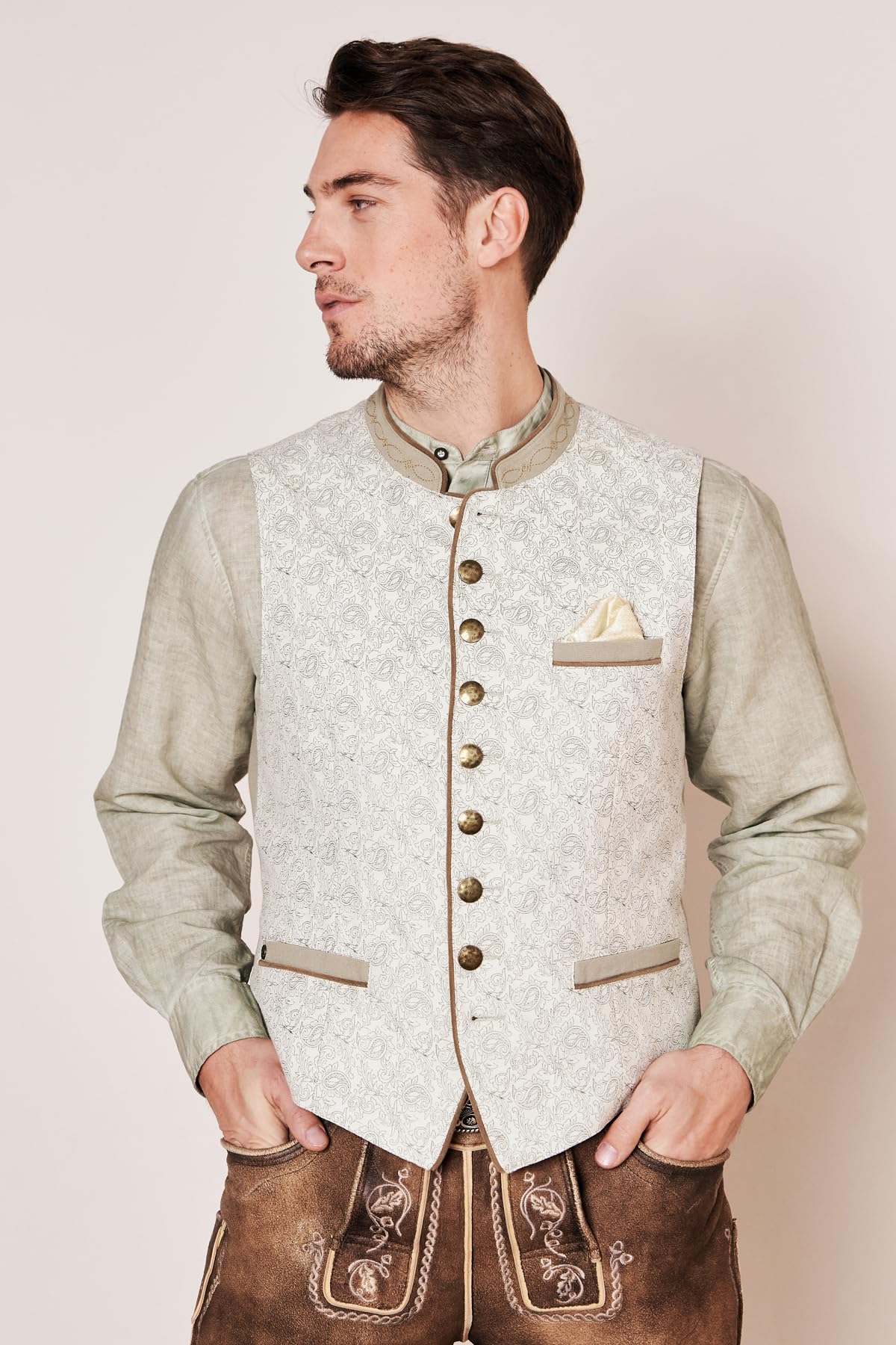 Krüger Herren Trachten Weste kurz, Modell: Ivan, kurzarm, Tracht, Volksfest
