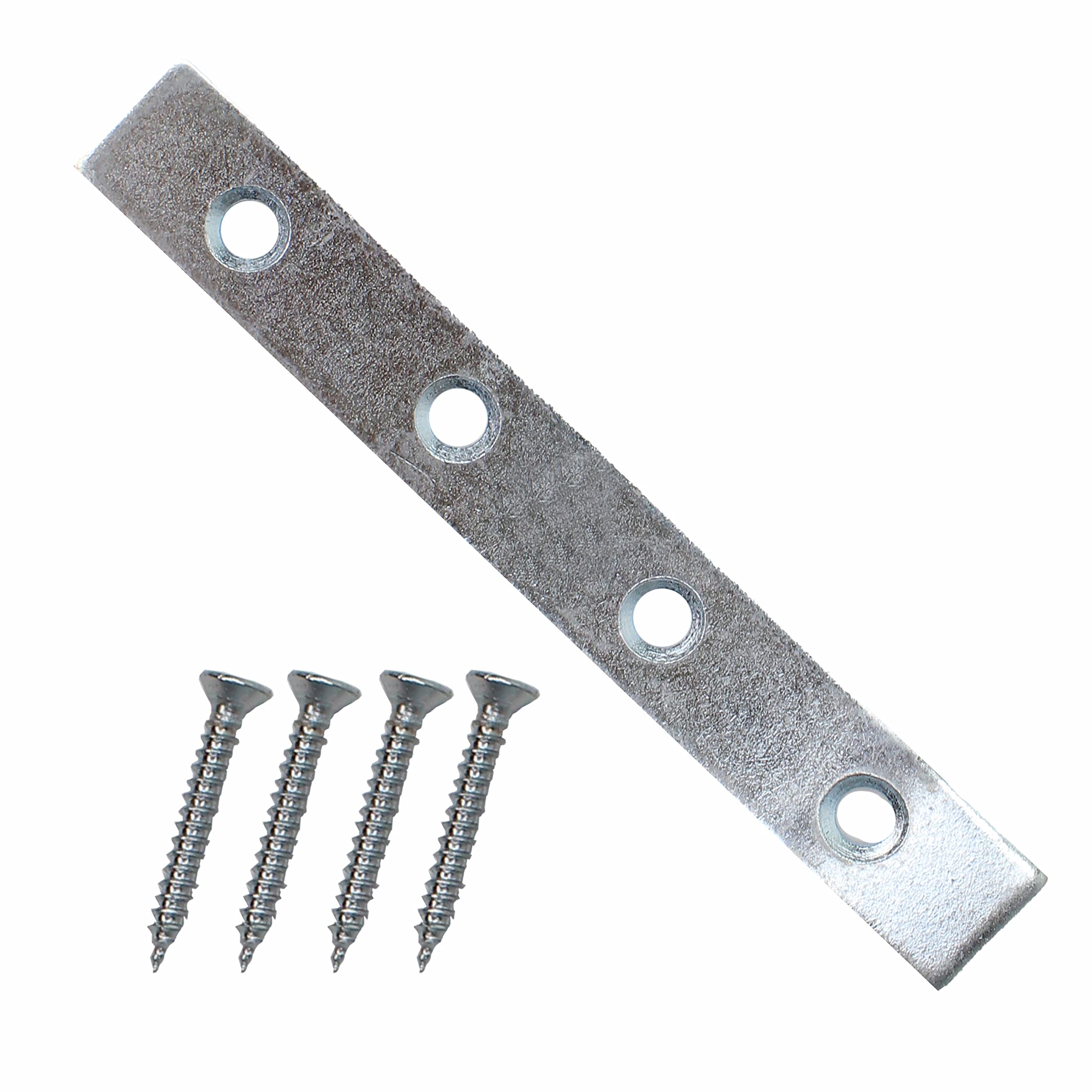 SUL 100mm Mild Steel Mending Plates Heavy Duty Straight Repair Joining Flat Mending Corner Brace Straight Plates Metal Brackets with Screws for Repairing, Fixing, Joining Furniture (10 PK)