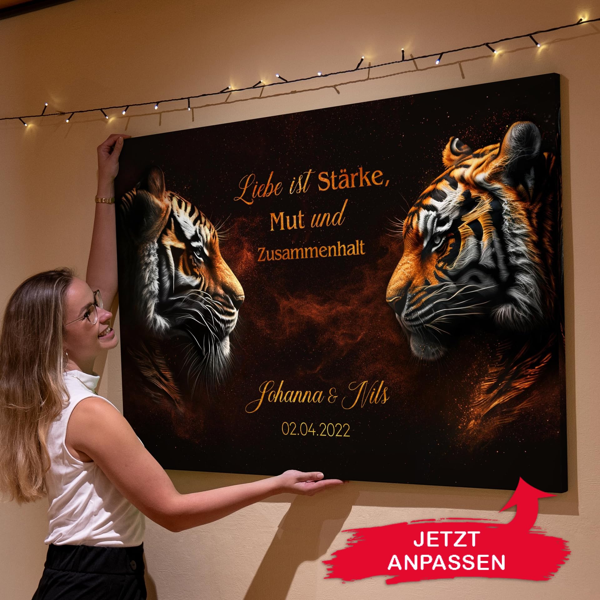 Liebesleinwand Personalisiertes Geschenk für Partner Innigkeit Geschenk Jahrestag, Verlobung, Hochzeitstag | Leinwandbild romantisch gestalten