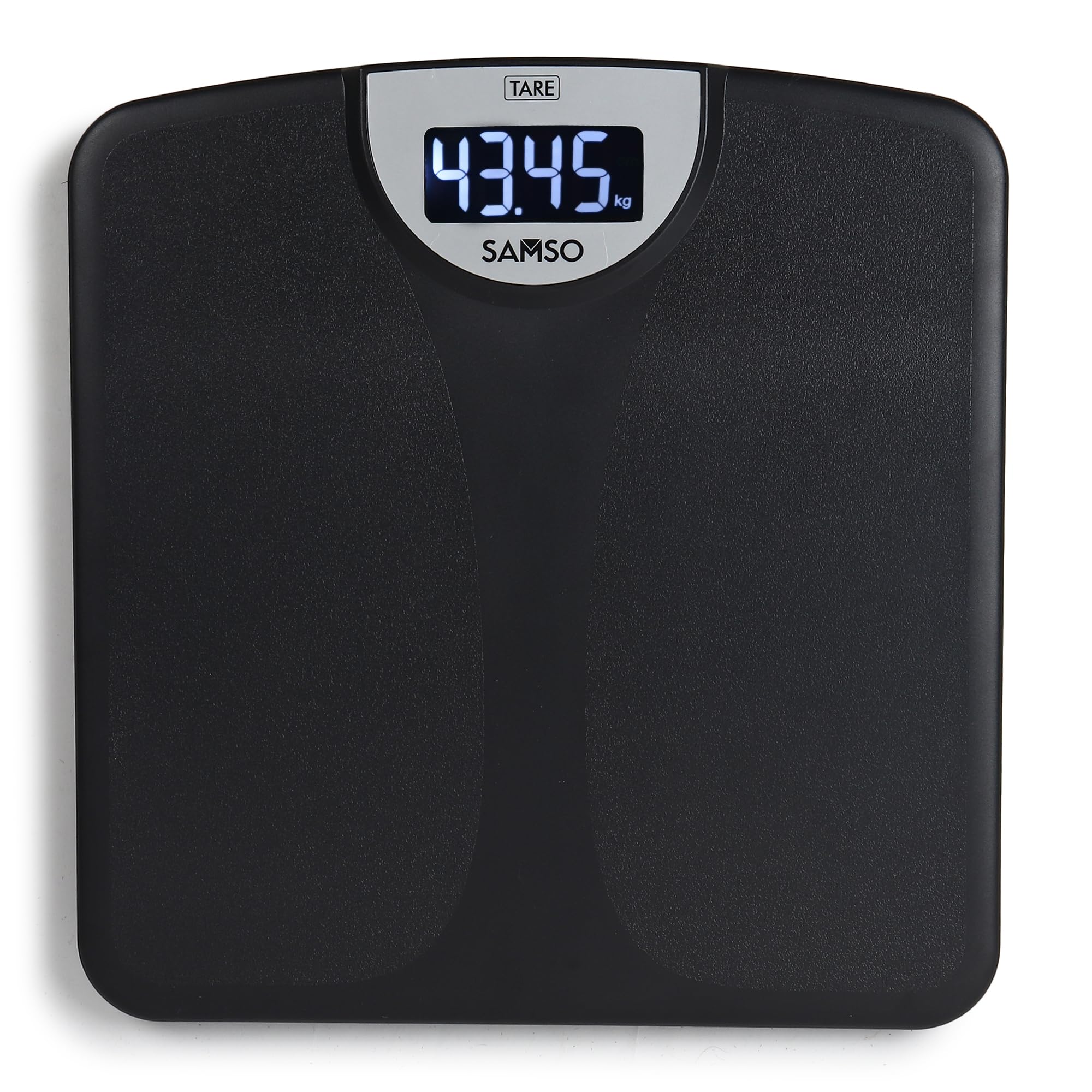 SAMSO Digital Bathroom Scale Weight Machine for Body Weight I Strong ABS Build Body With Step-On Technology | Lightweight & Bright White LCD Display for Easy Readability (Black-Power)