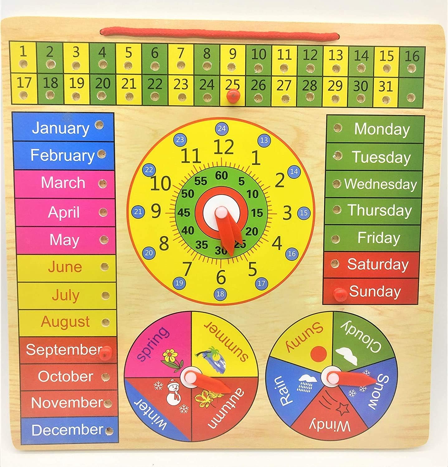 HSN Channapatna toys Montessori Educational Learning Clock Toy for Preschoolers - Vibrantly-Colored Wooden Analog Clock (Wall-Hanging) (B0CHM9HC5V) Amazon Price History, Amazon Price Tracker