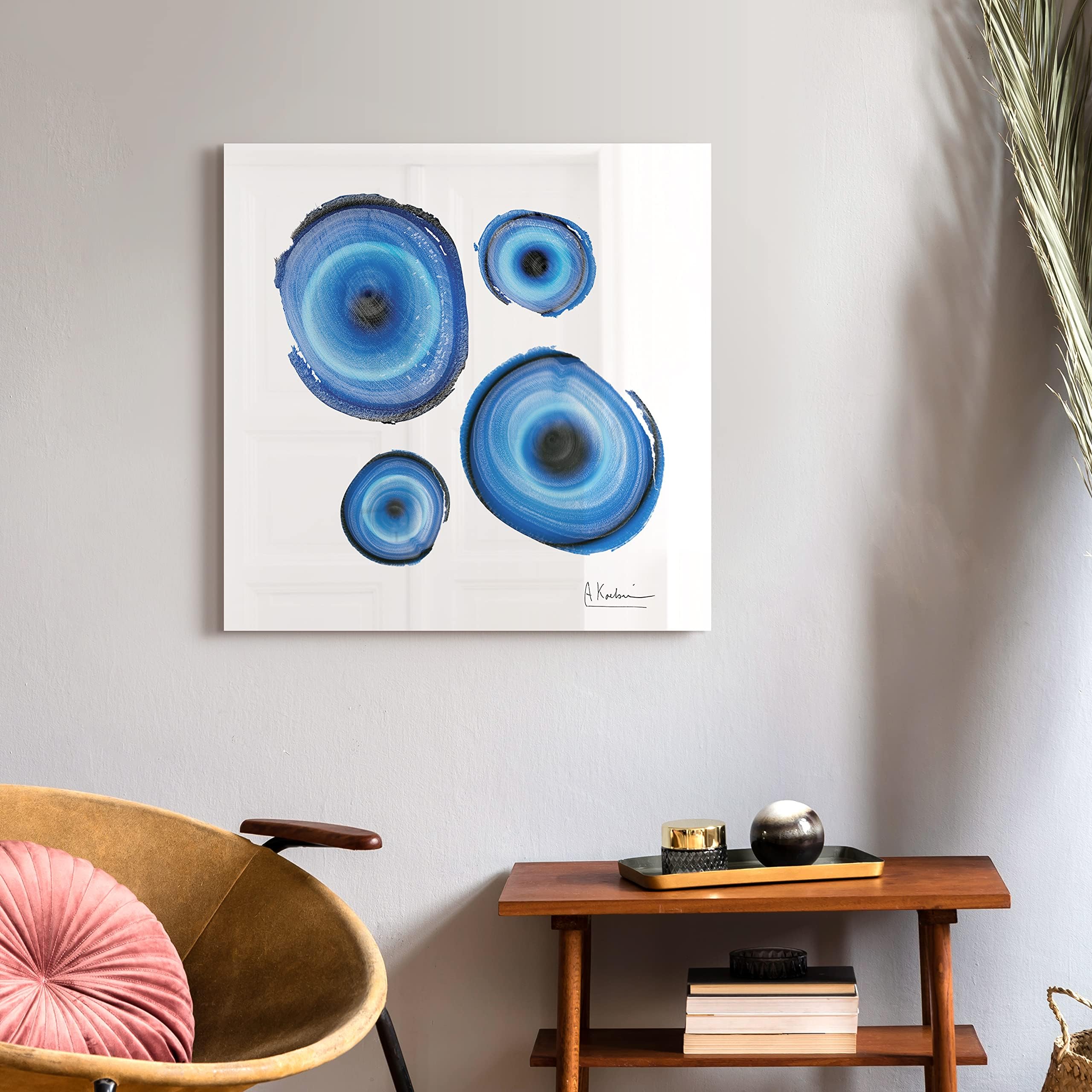 Empire Art DirectFrameless Free Floating Tempered Glass Panel Graphic Wall Art Ready to Hang, 24" x 24", Mineral Rings I