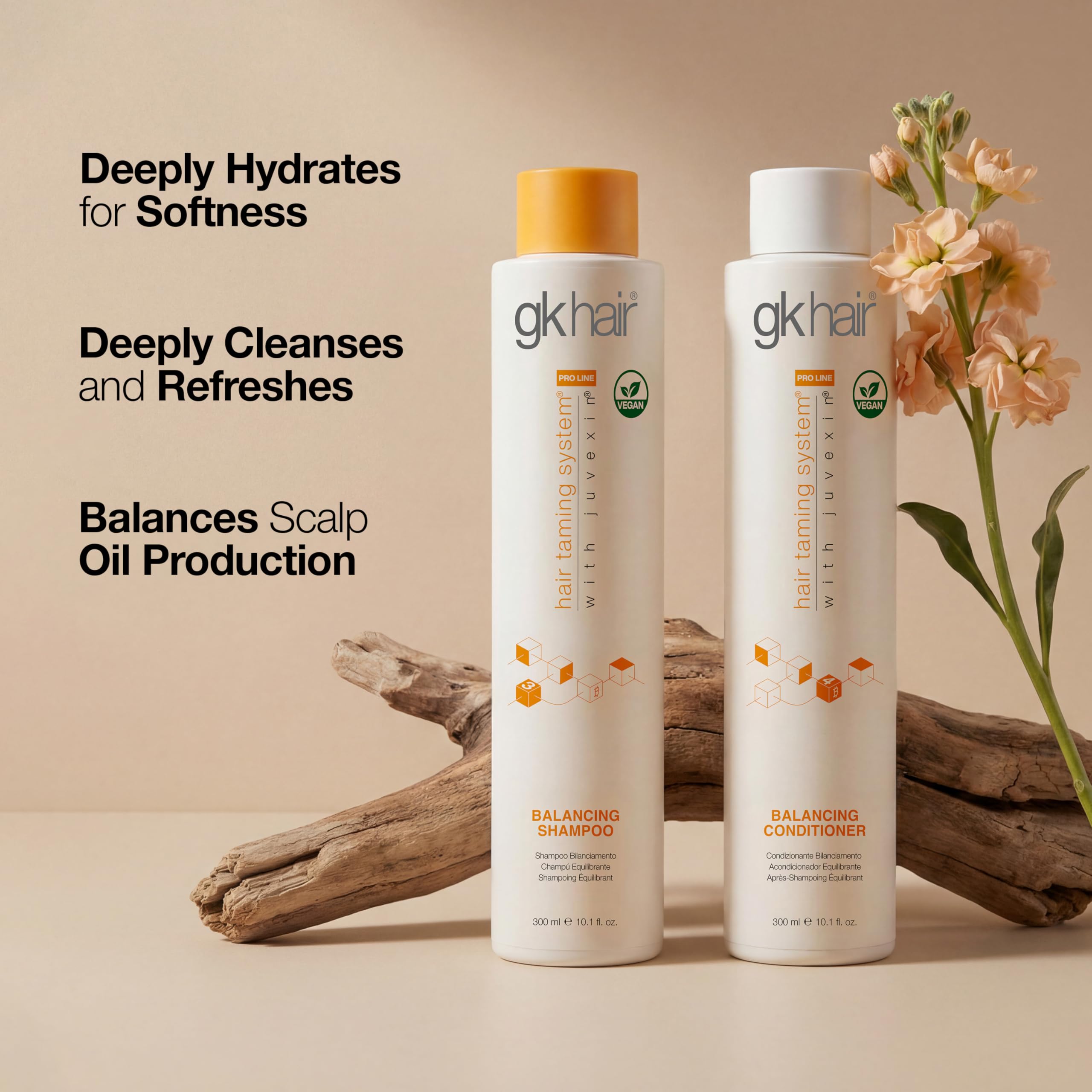 GK Hair Global Keratin Balancing Shampoo And Conditioner 300ml For Oily Hair For Women Hair Restores Scalp pH Level - Sulfate And Paraben Free 1