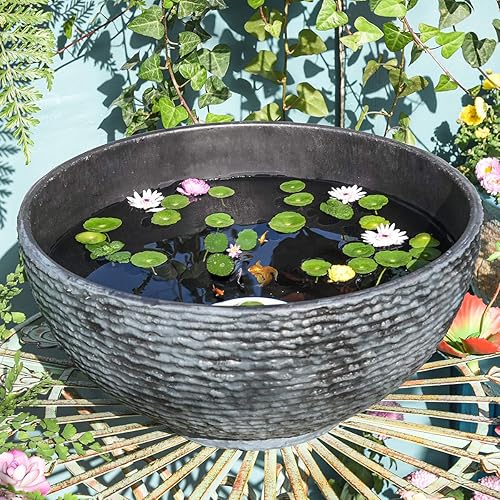 Sungmor Large Garden Bowl Planter Water Plant Pot, Miniature Landscaping