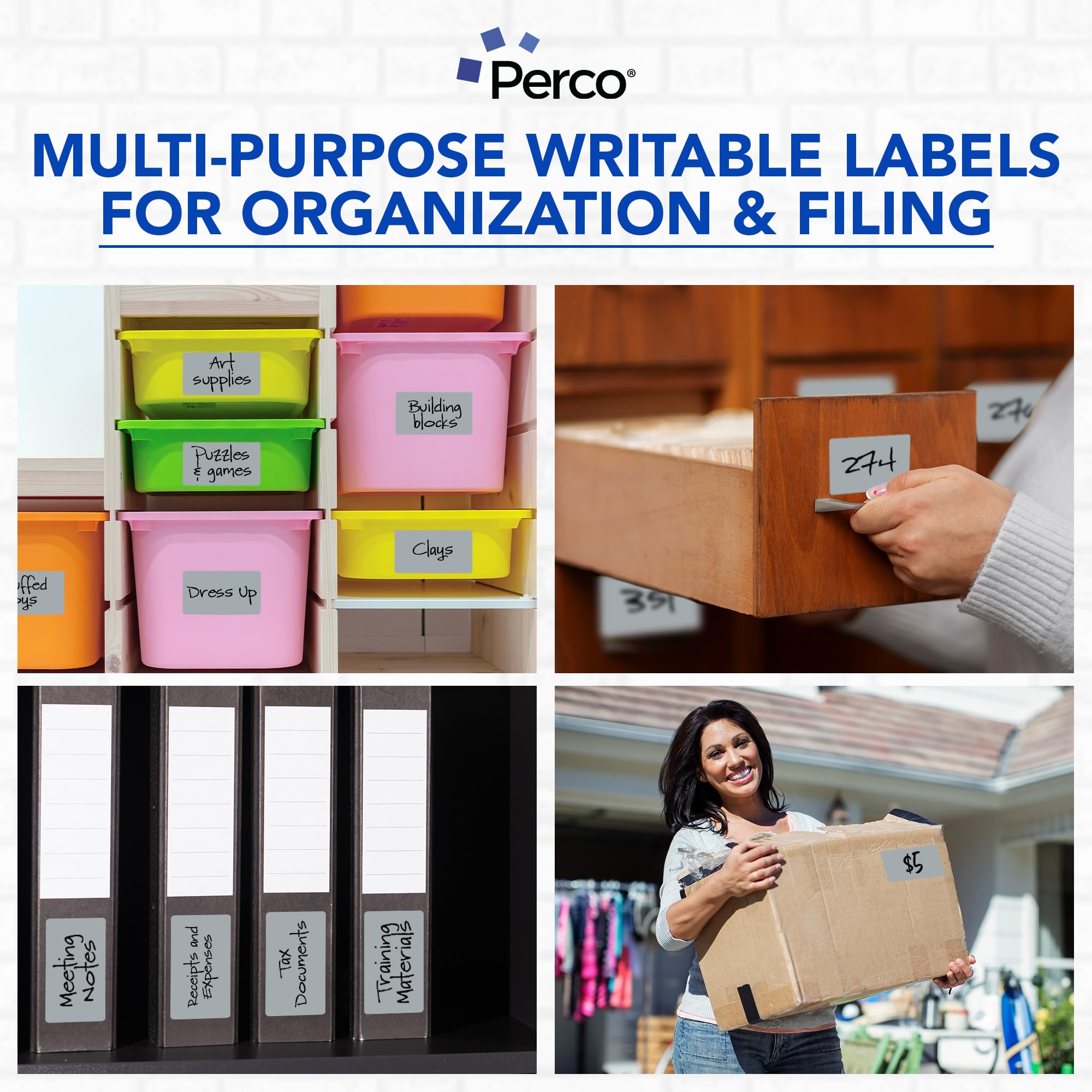 Snapklik.com : Perco Grey Labels 3x5 Inch 500 Stickers/Roll