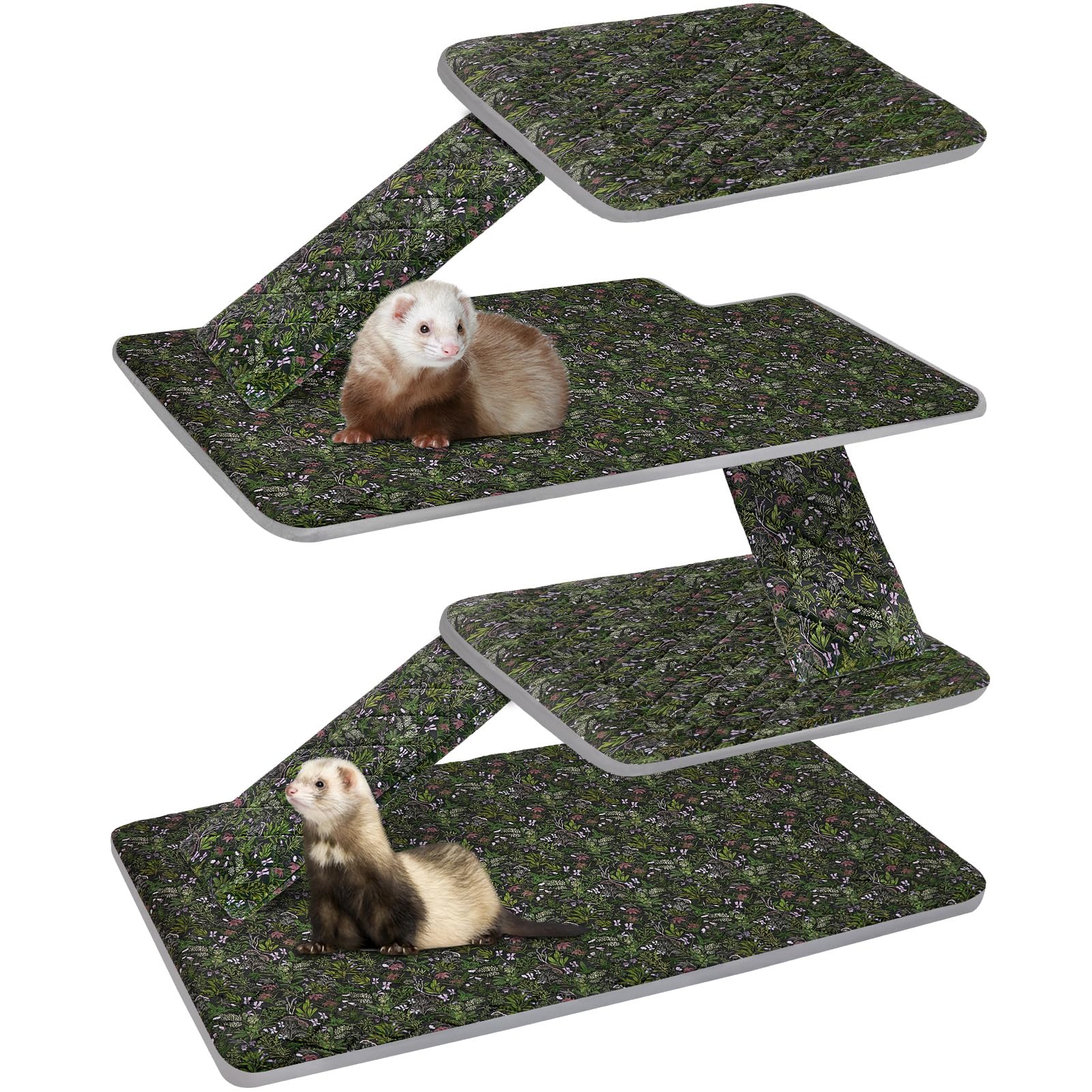 Bienbee Ferret Cage Liner Set, Leakproof Ferrets Cage Accessories for Small Animals Rats Chinchillas Hedgehogs Ferrets(Deep Green, Double Unit Combo)