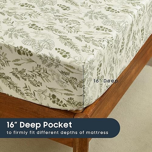 Miniatura 5 de Wake In Cloud - Sábanas de cama tamaño Queen, juego de sábanas encimeras bajeras de 4 piezas, bolsillo profundo, floral Shabby Chic Coquette